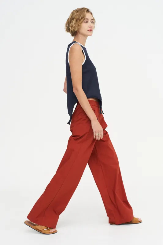 Poplin Pants, Red Earth made by ODEEH