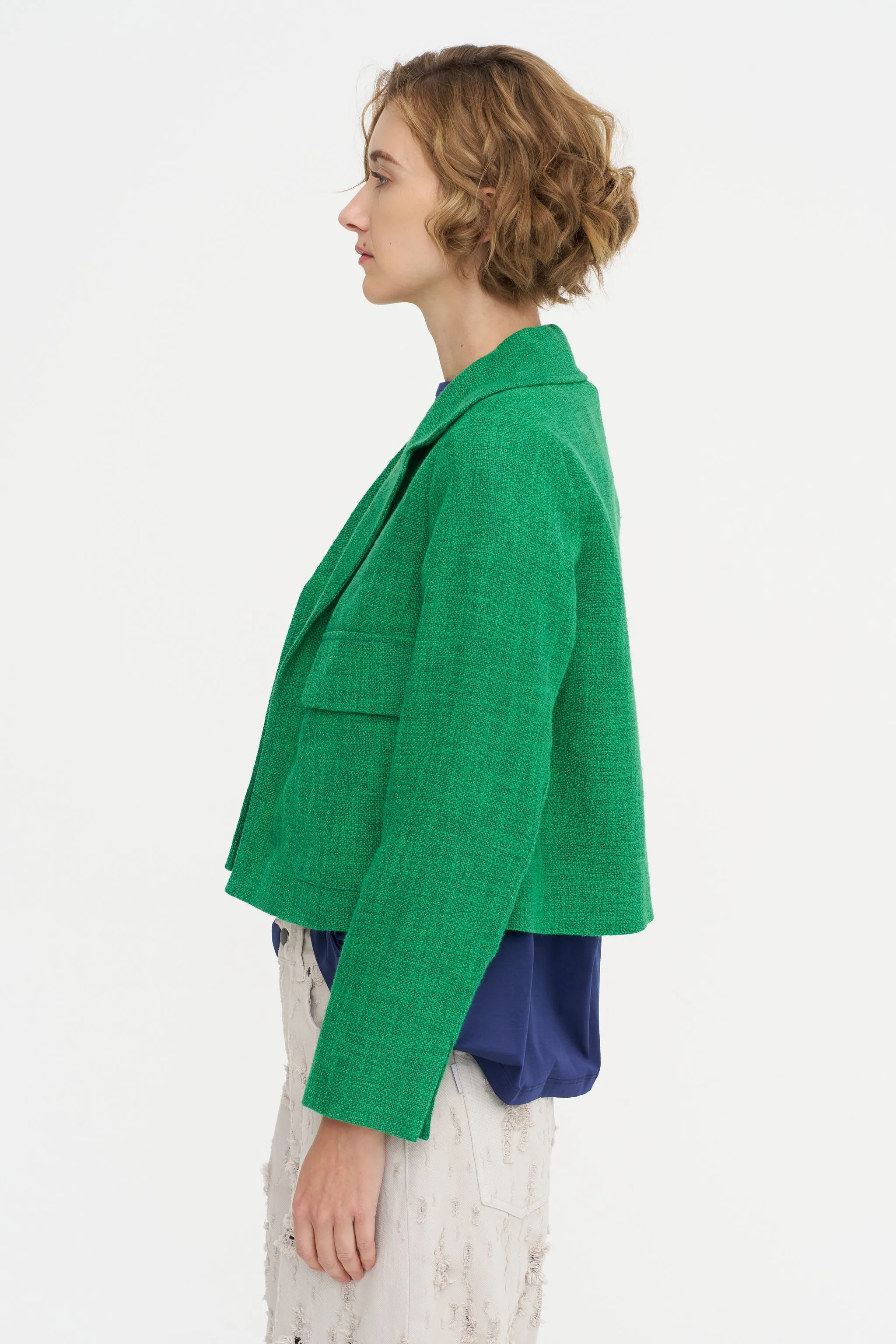 Hemp Tweed Jacket, Billard Green sold by Kick Pleat product image thumbnail 4