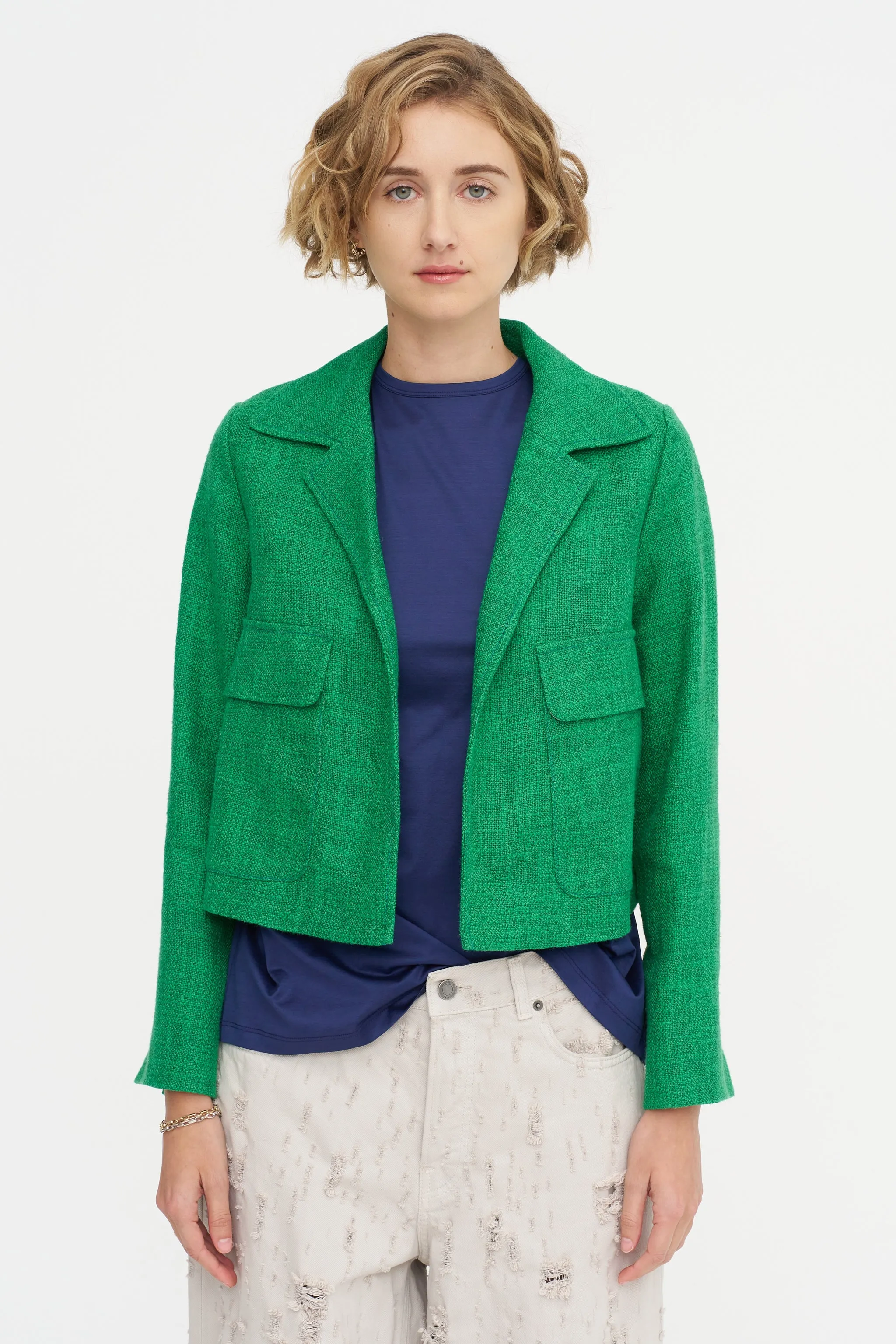 Hemp Tweed Jacket, Billard Green sold by Kick Pleat product image thumbnail 3