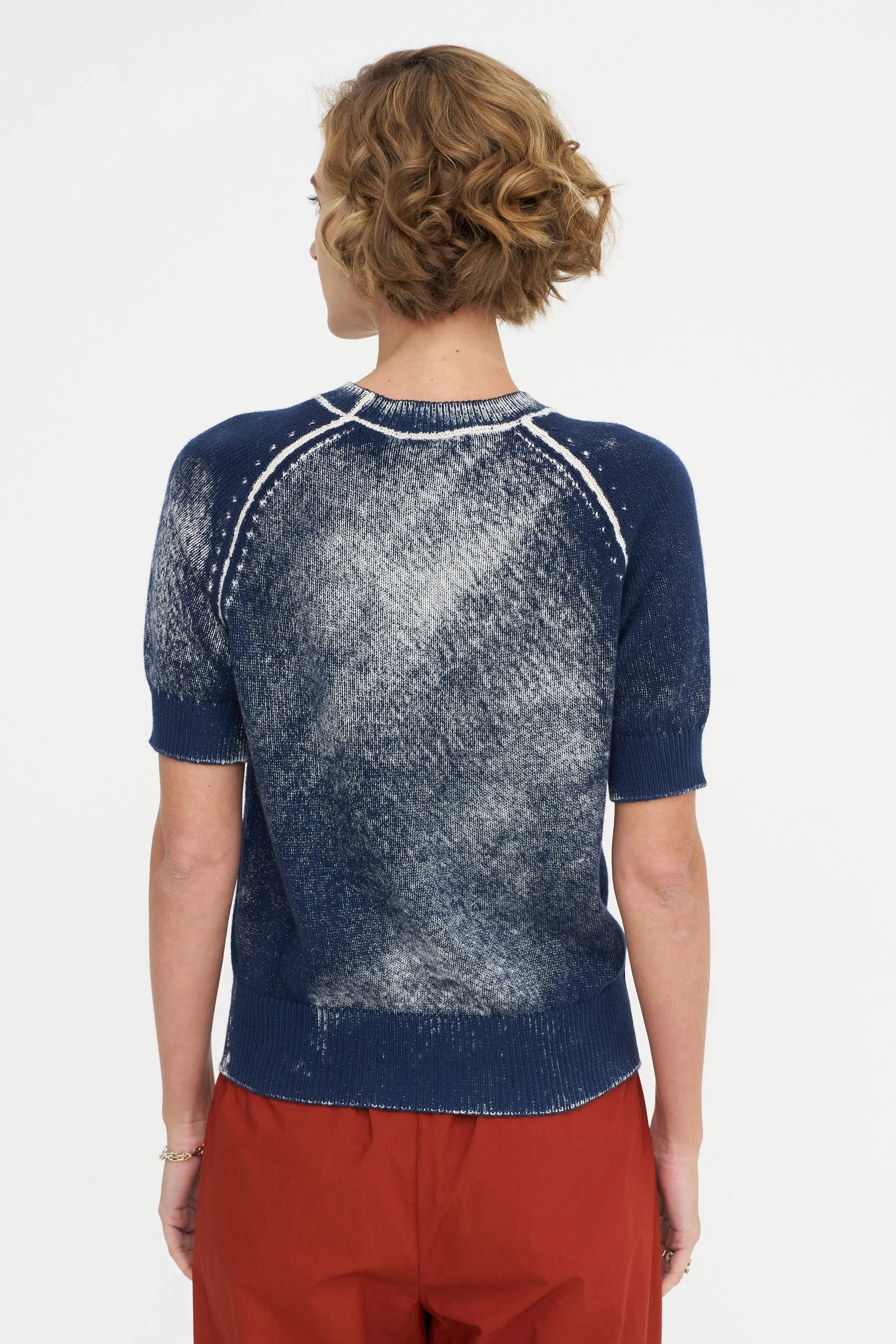 Short Sleeve Sweater, Marine sold by Kick Pleat product image thumbnail 5