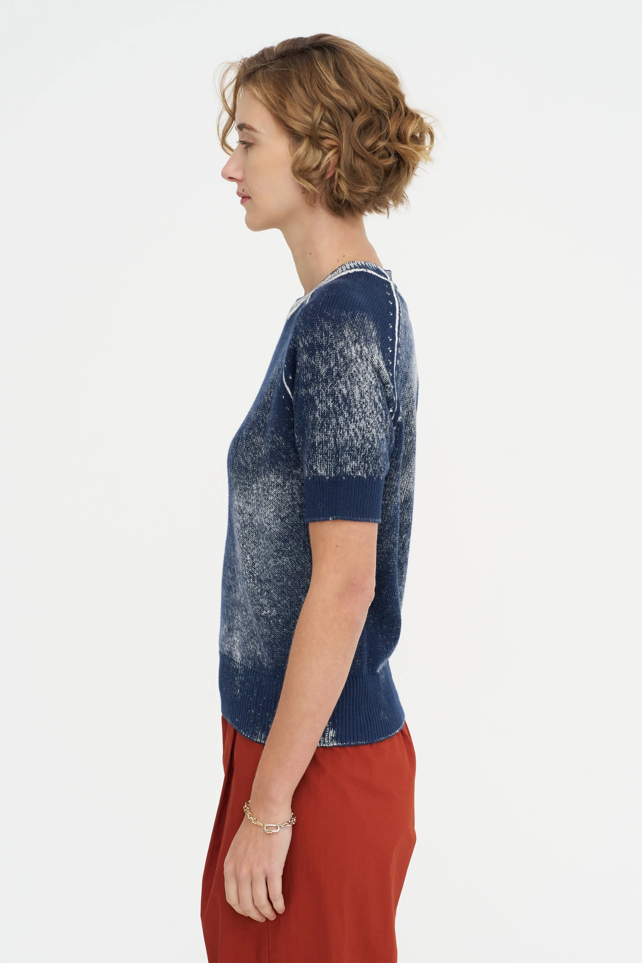 Short Sleeve Sweater, Marine sold by Kick Pleat product image thumbnail 4
