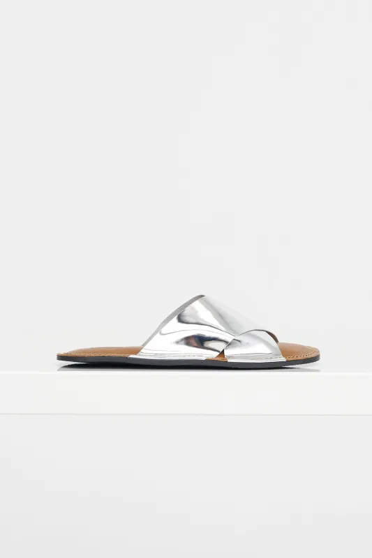 Flat Sandal, Silver made by Plan C