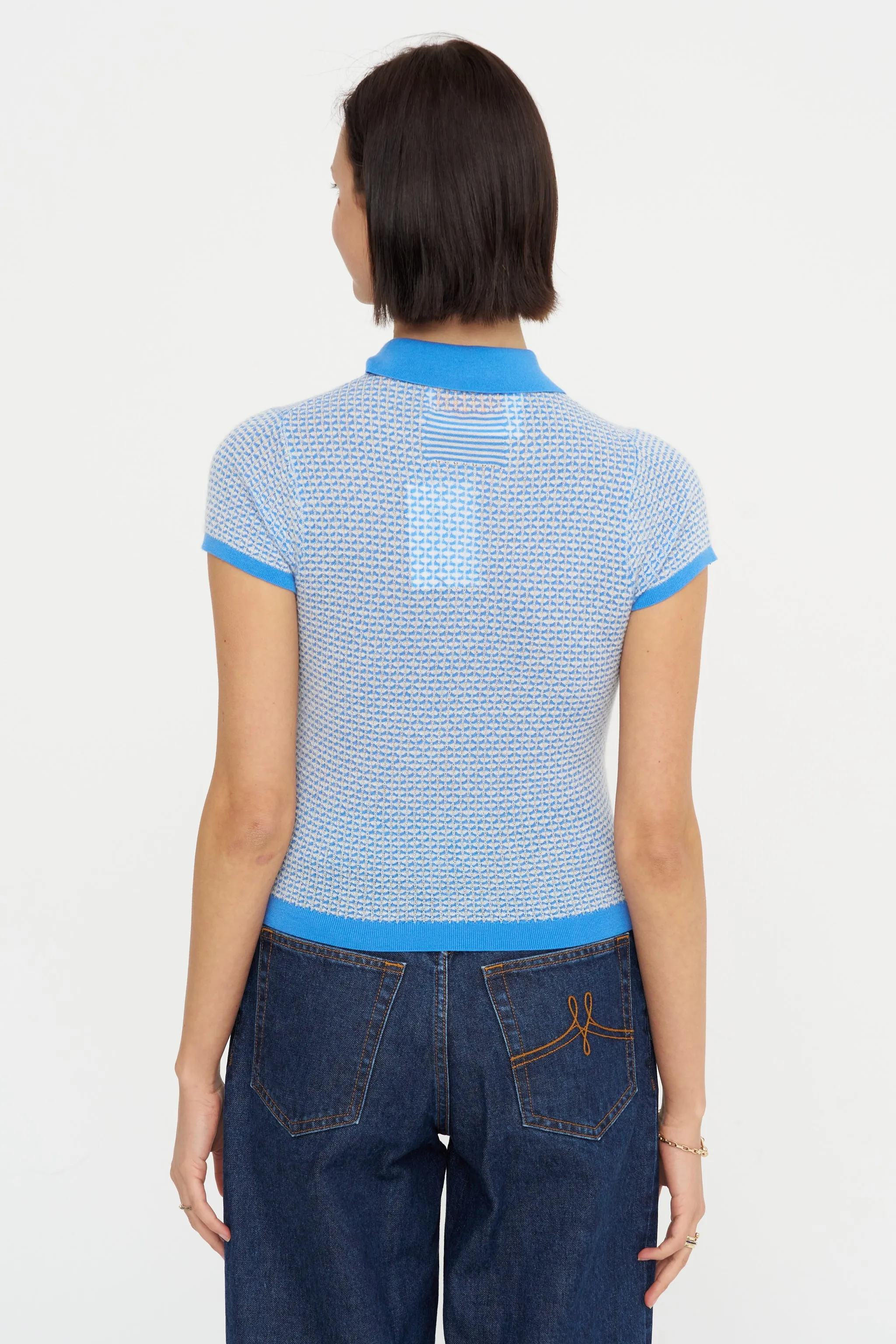 Pique Shrunken Polo, Sail Combo sold by Kick Pleat product image thumbnail 4