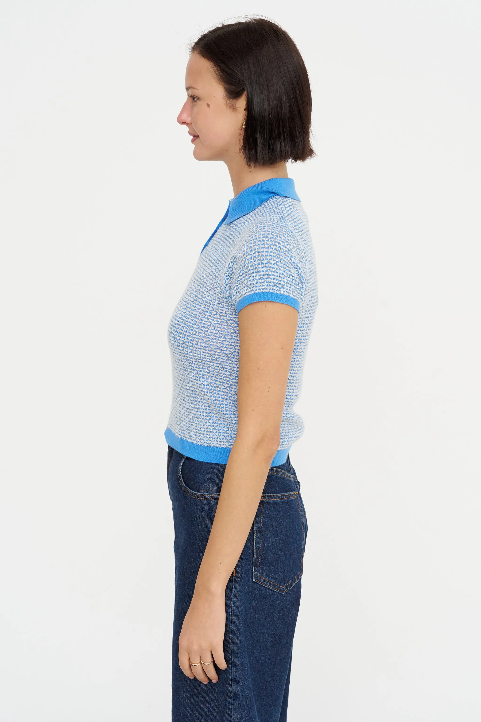 Pique Shrunken Polo, Sail Combo sold by Kick Pleat product image thumbnail 3