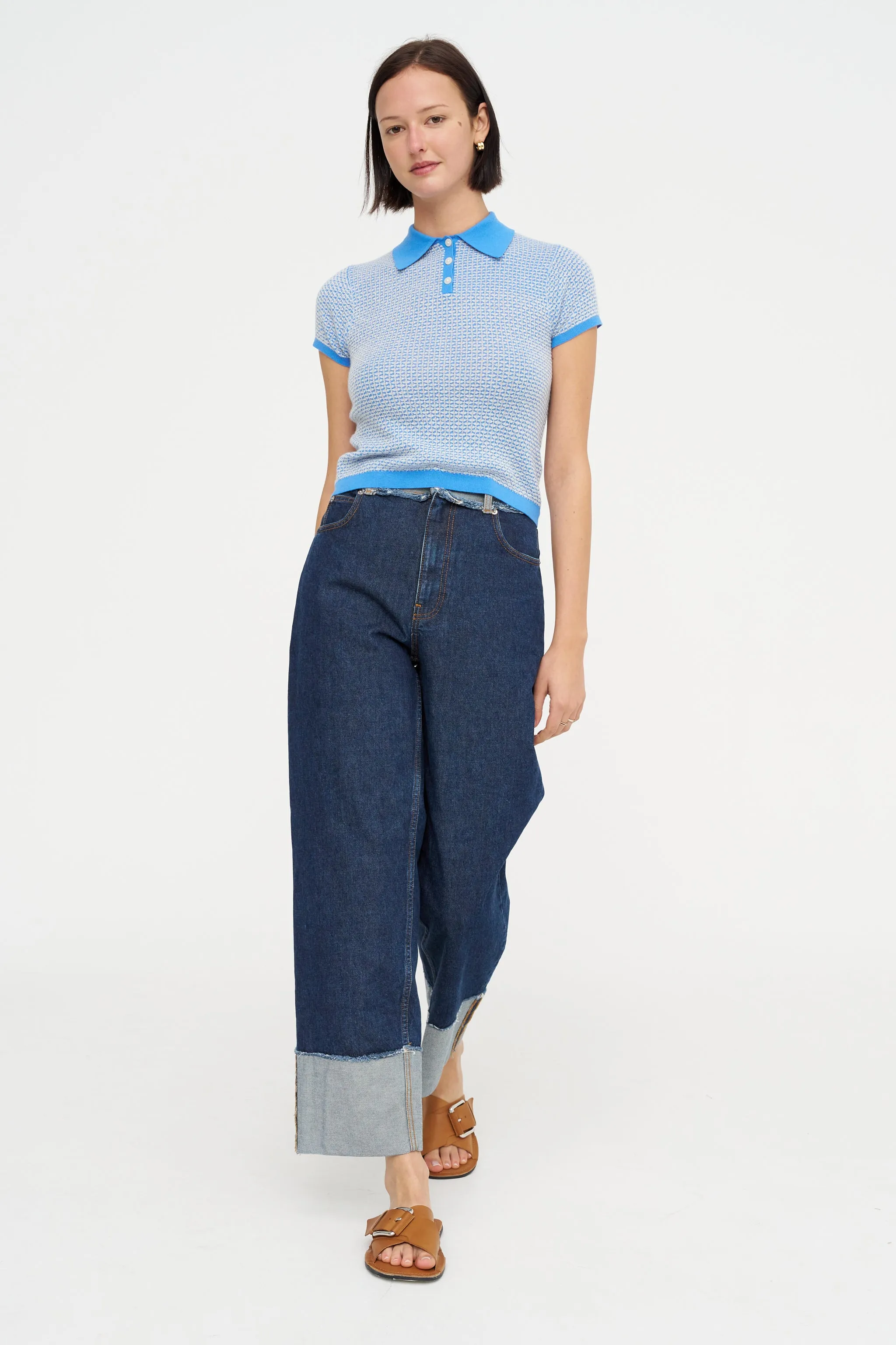 Pique Shrunken Polo, Sail Combo sold by Kick Pleat product image thumbnail 5