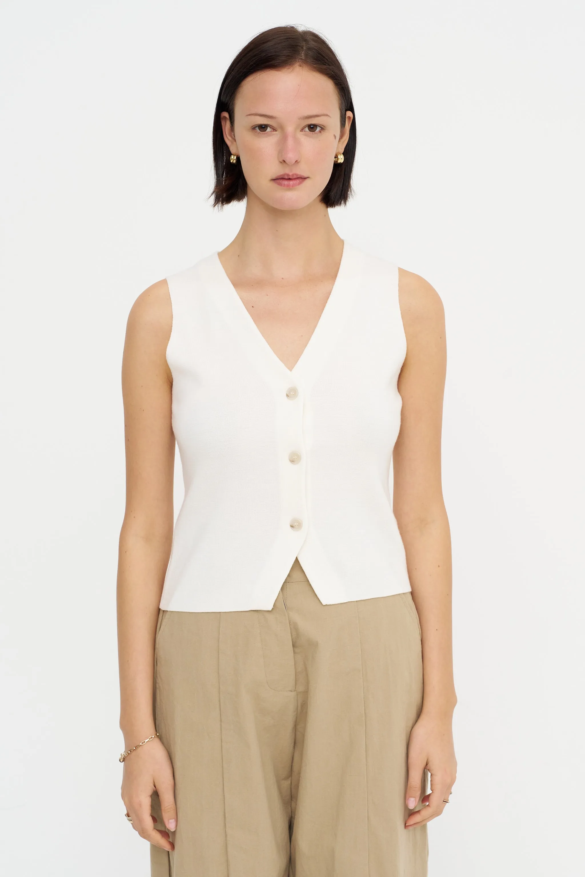 V-Neck Vest, Fleur De Sel sold by Kick Pleat product image thumbnail 2