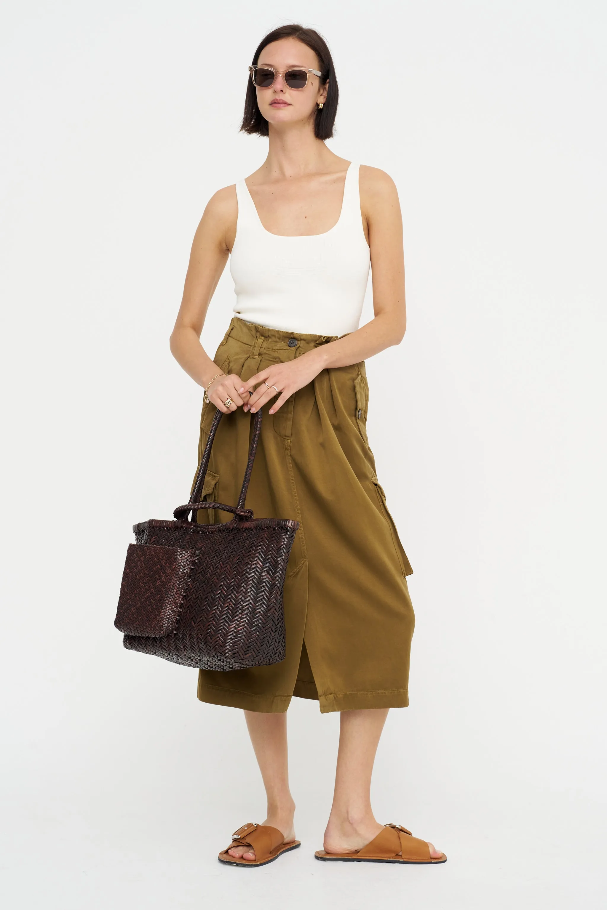 Compact Knit Tank, White sold by Kick Pleat