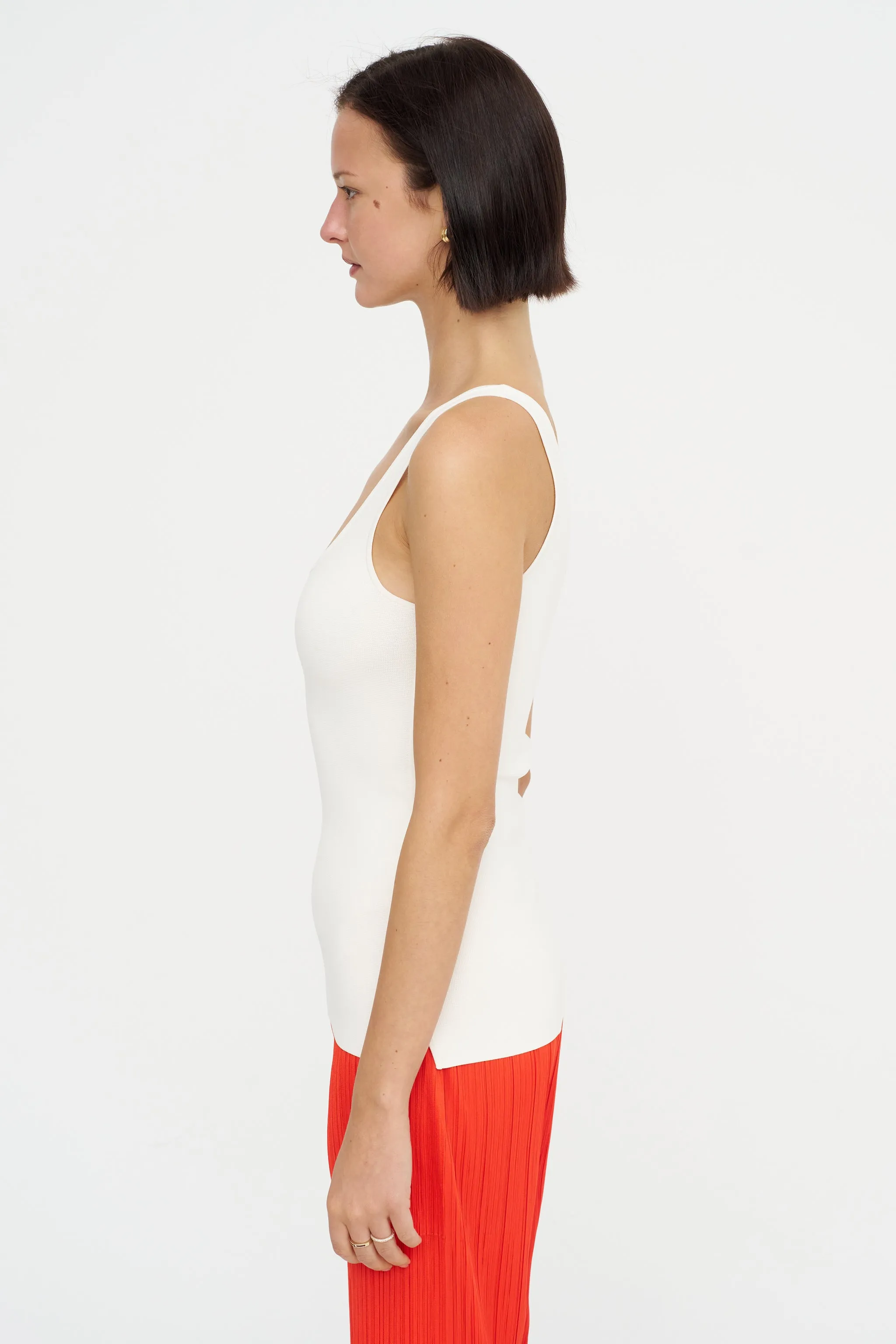Compact Knit Tank, White sold by Kick Pleat product image thumbnail 4