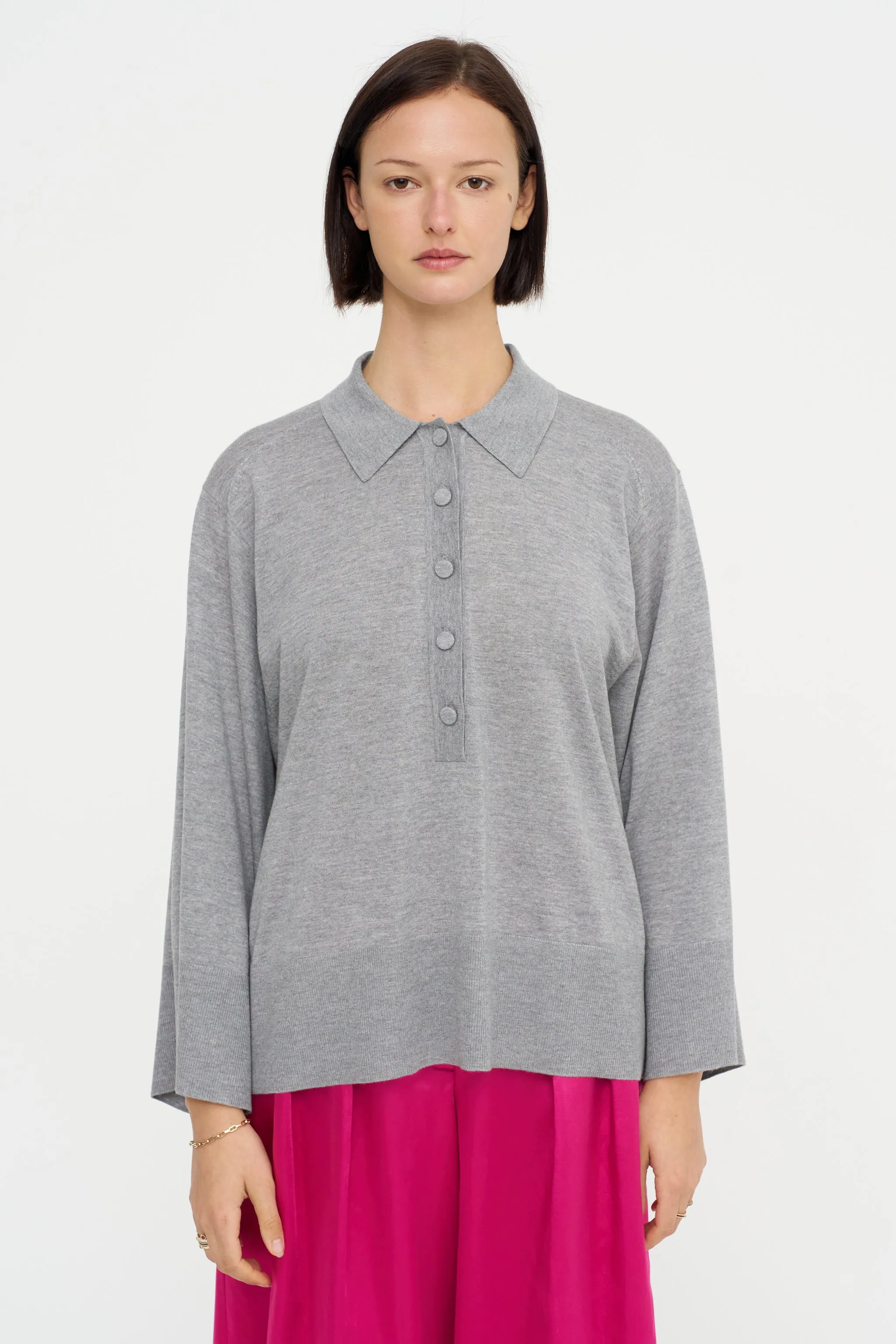 Polo Sweater, Grey sold by Kick Pleat product image thumbnail 2