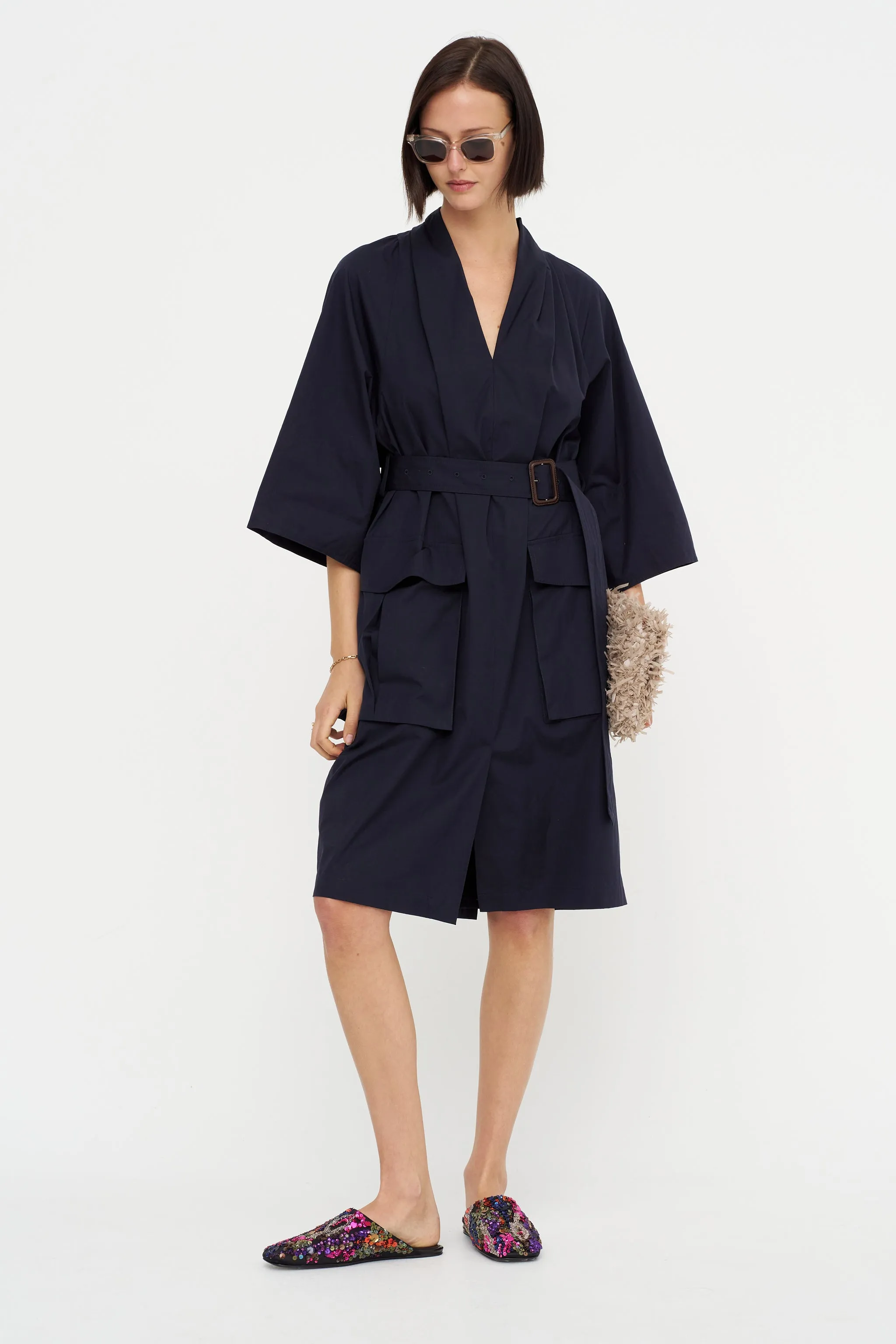 V-Neck Dress, Midnight sold by Kick Pleat