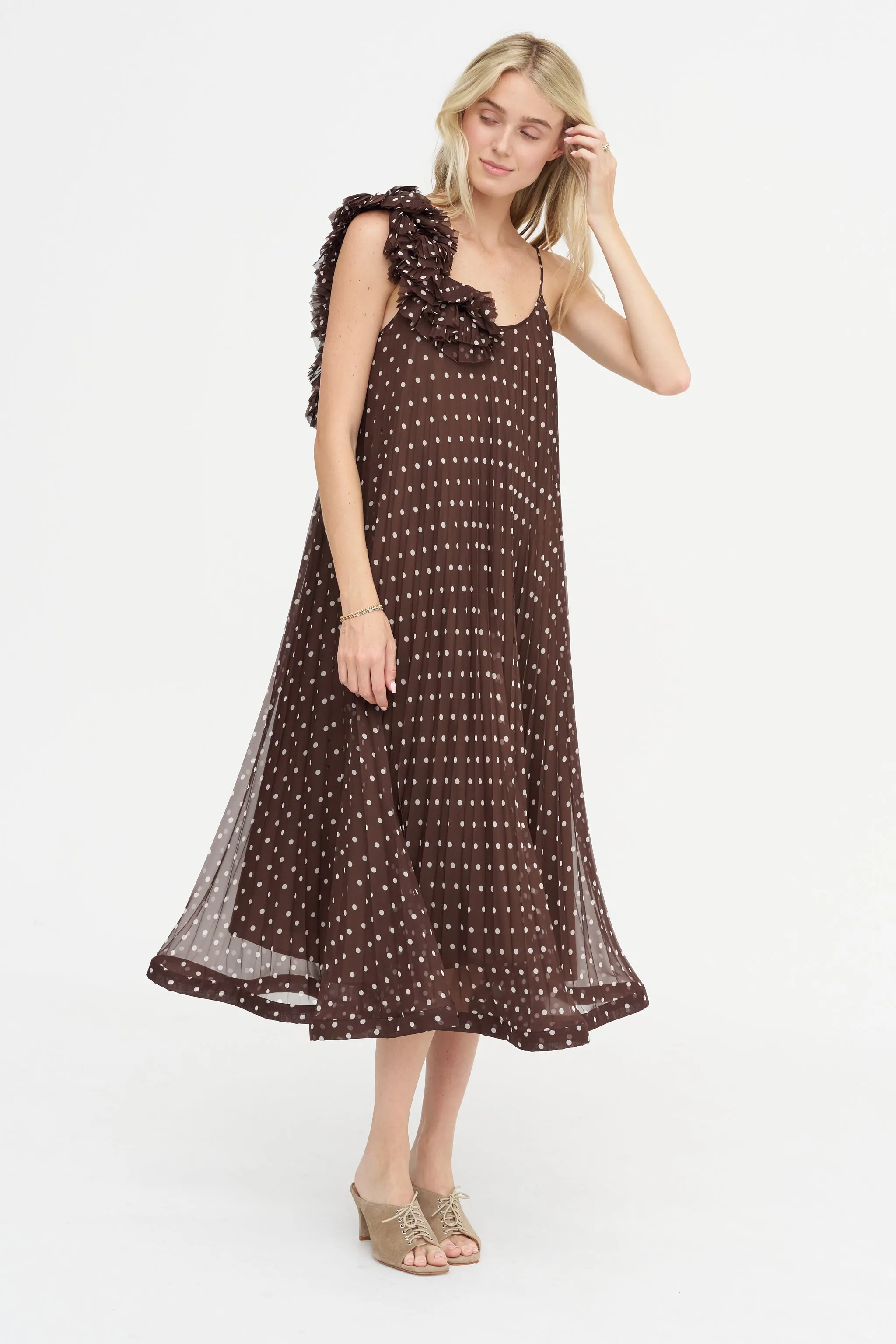 Dots Dress, Fantasia Marrone sold by Kick Pleat