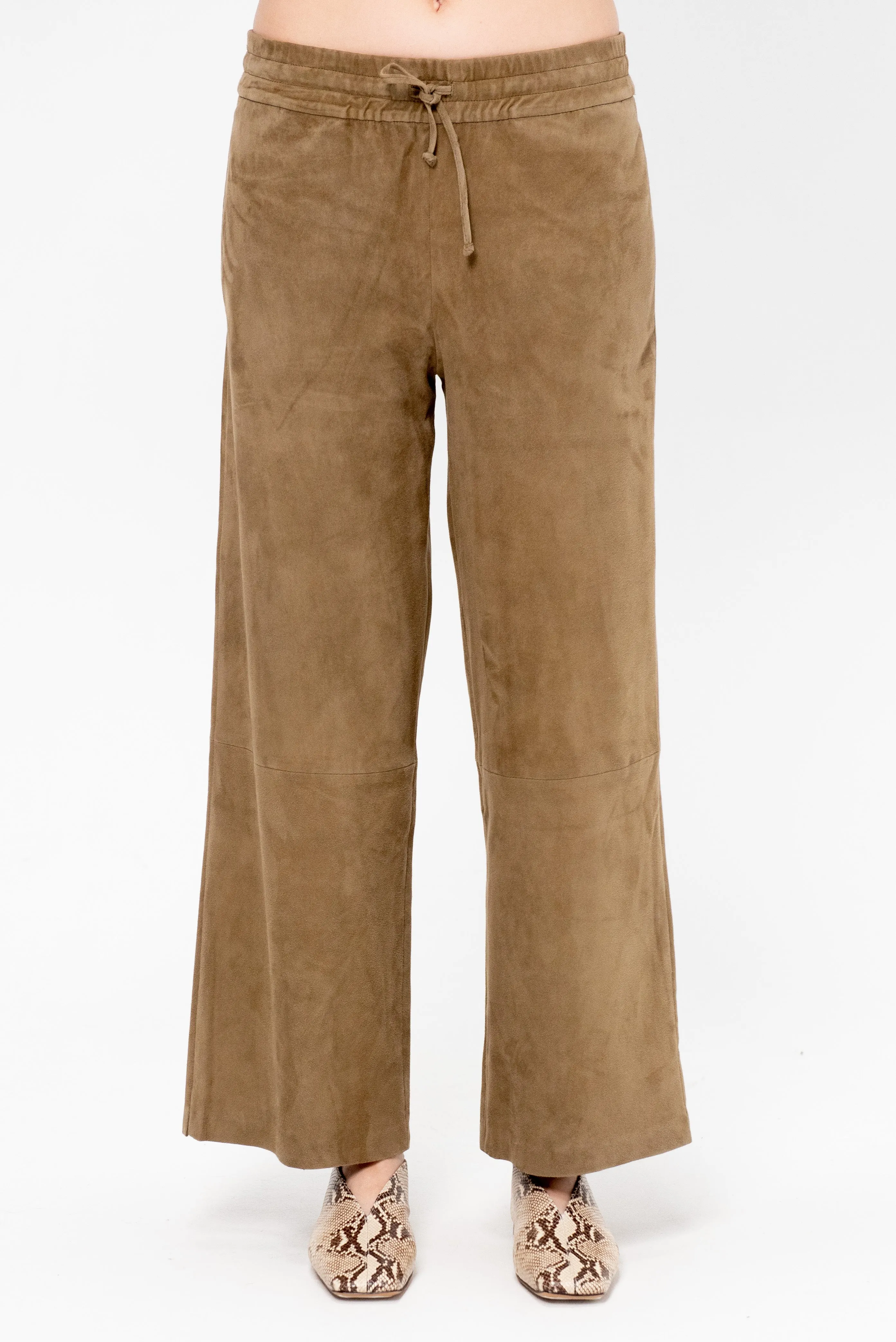 Blaire - Suede Trousers, Olive sold by Kick Pleat product image thumbnail 2