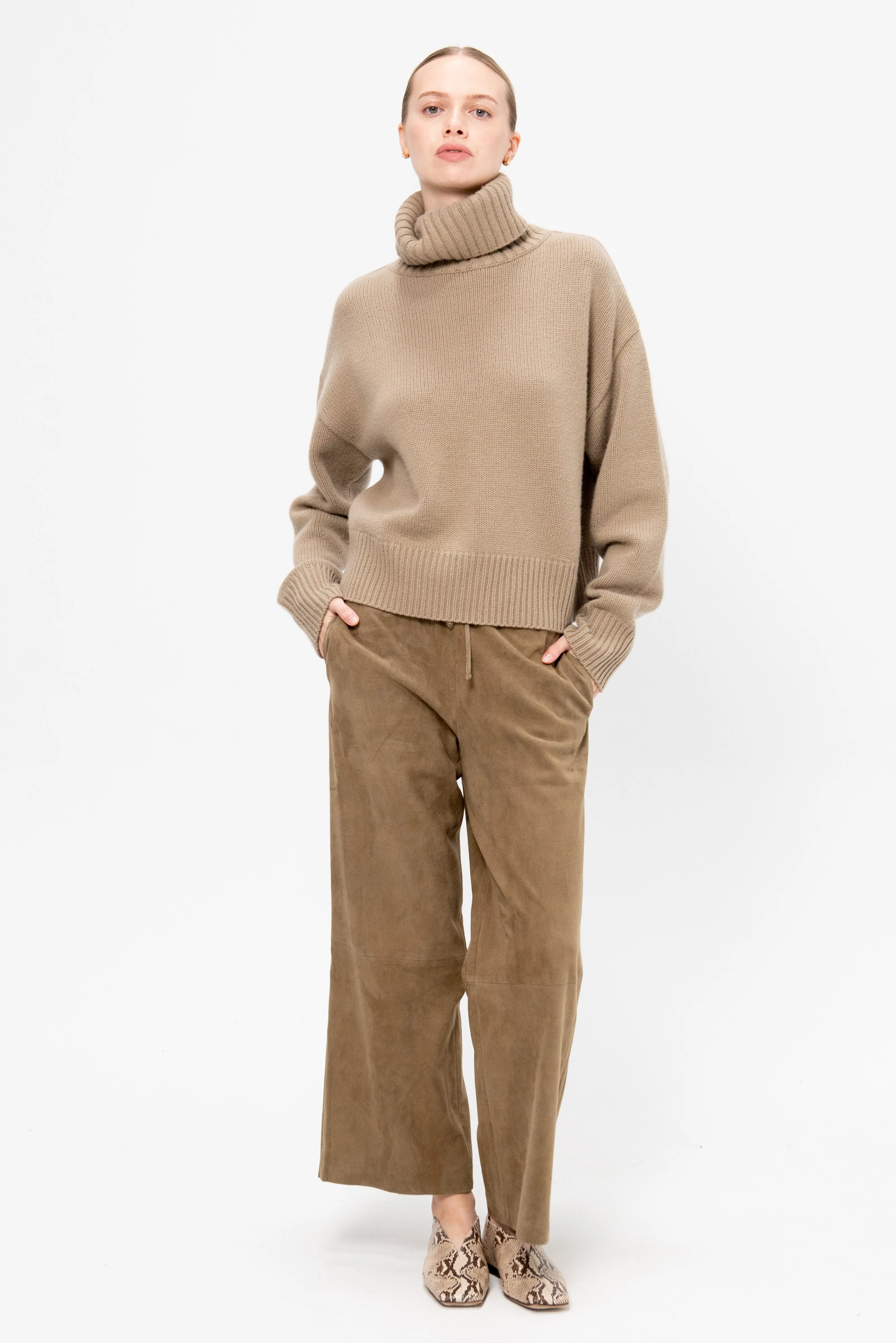 Blaire - Suede Trousers, Olive sold by Kick Pleat product image thumbnail 5