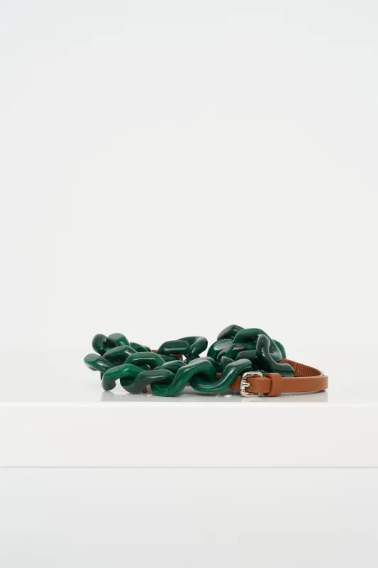 Chain and Leather Belt, Malachite Green made by Plan C