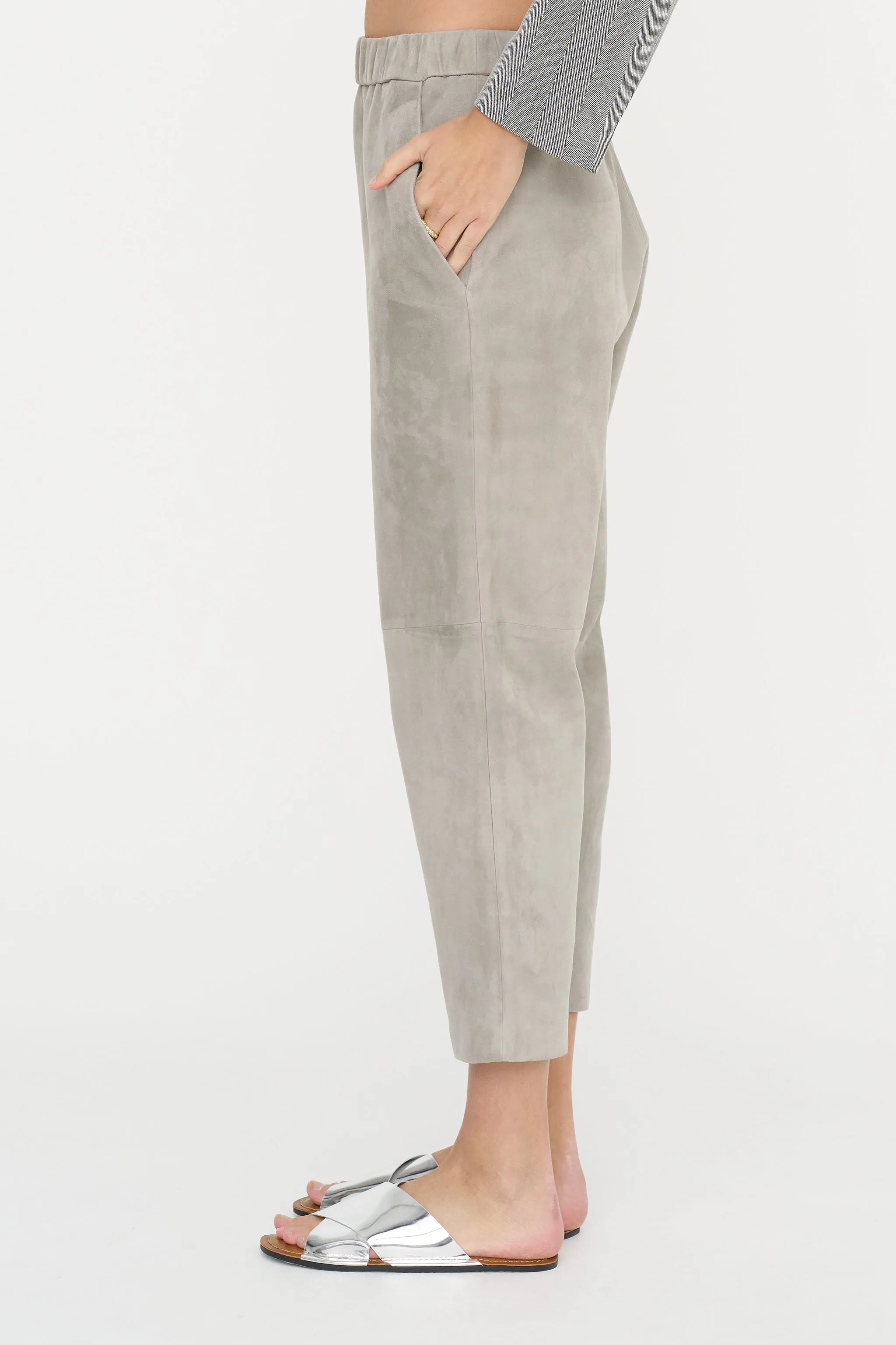 Carrot Pants - Suede, Silver Grey sold by Kick Pleat product image thumbnail 4