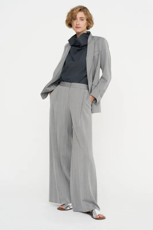 Full Pants - Fischgrat, Silver Grey sold by Kick Pleat