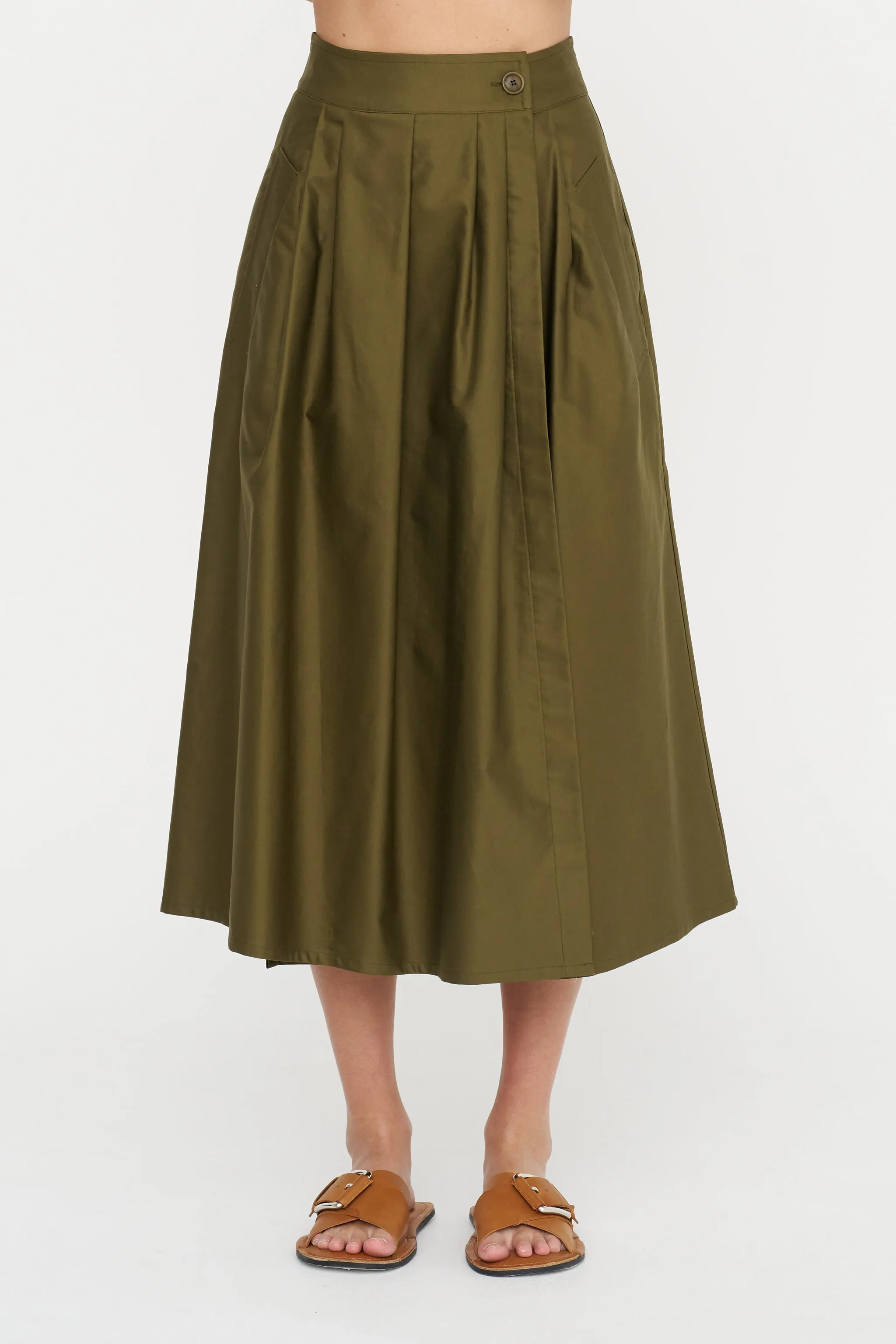 Wrapped Skirt - Rasatello, Military sold by Kick Pleat product image thumbnail 3