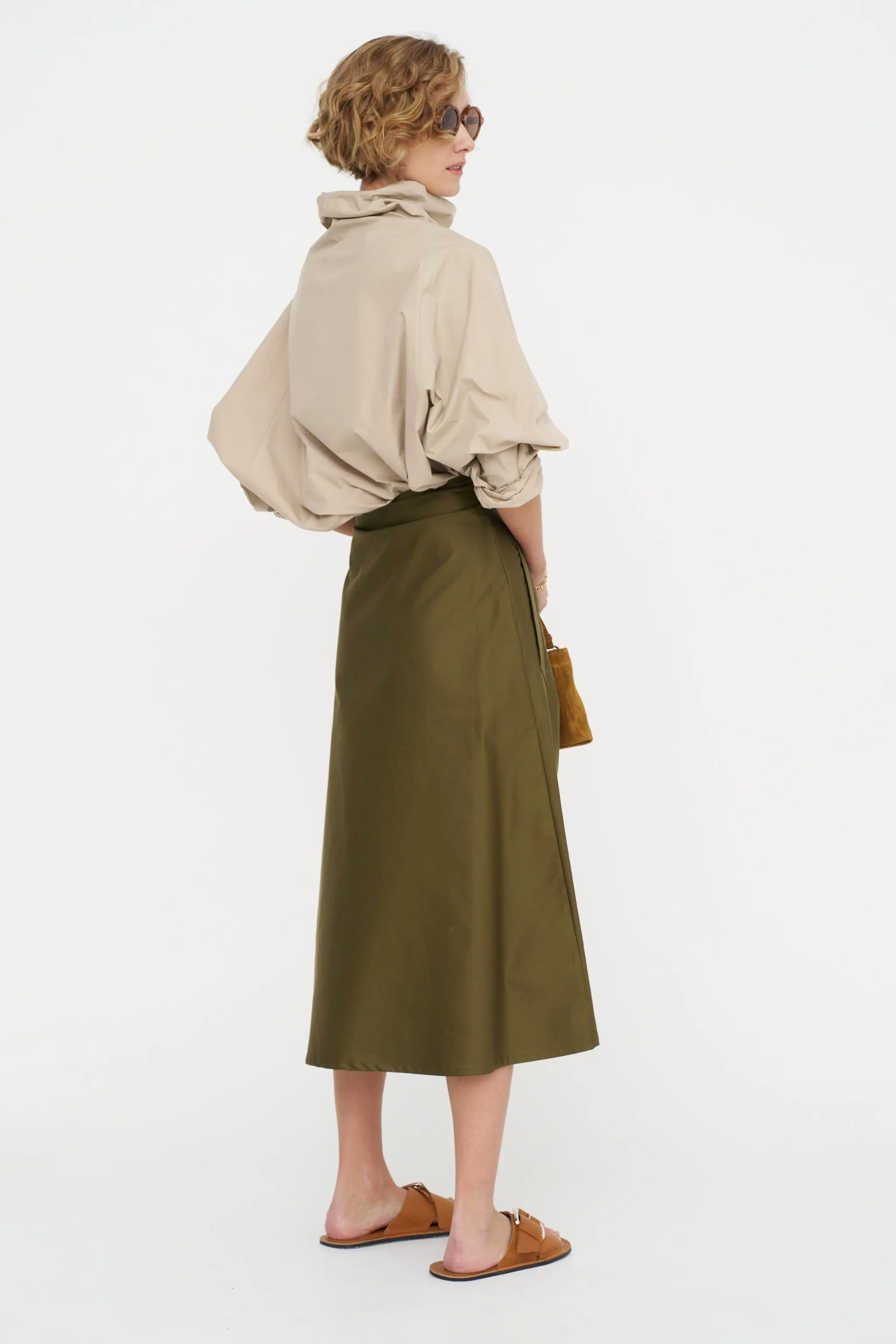 Wrapped Skirt - Rasatello, Military sold by Kick Pleat product image thumbnail 2