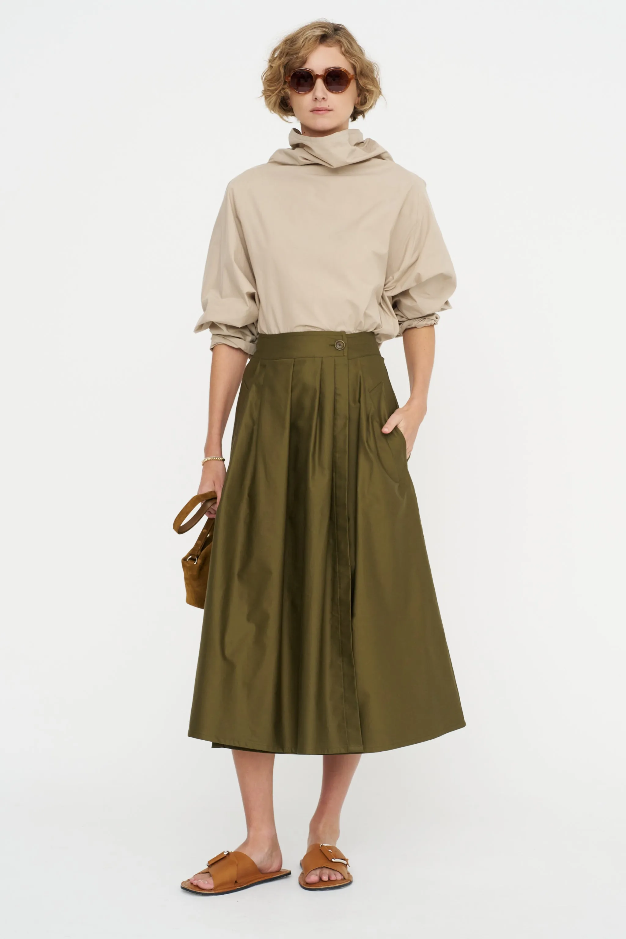 Wrapped Skirt - Rasatello, Military sold by Kick Pleat