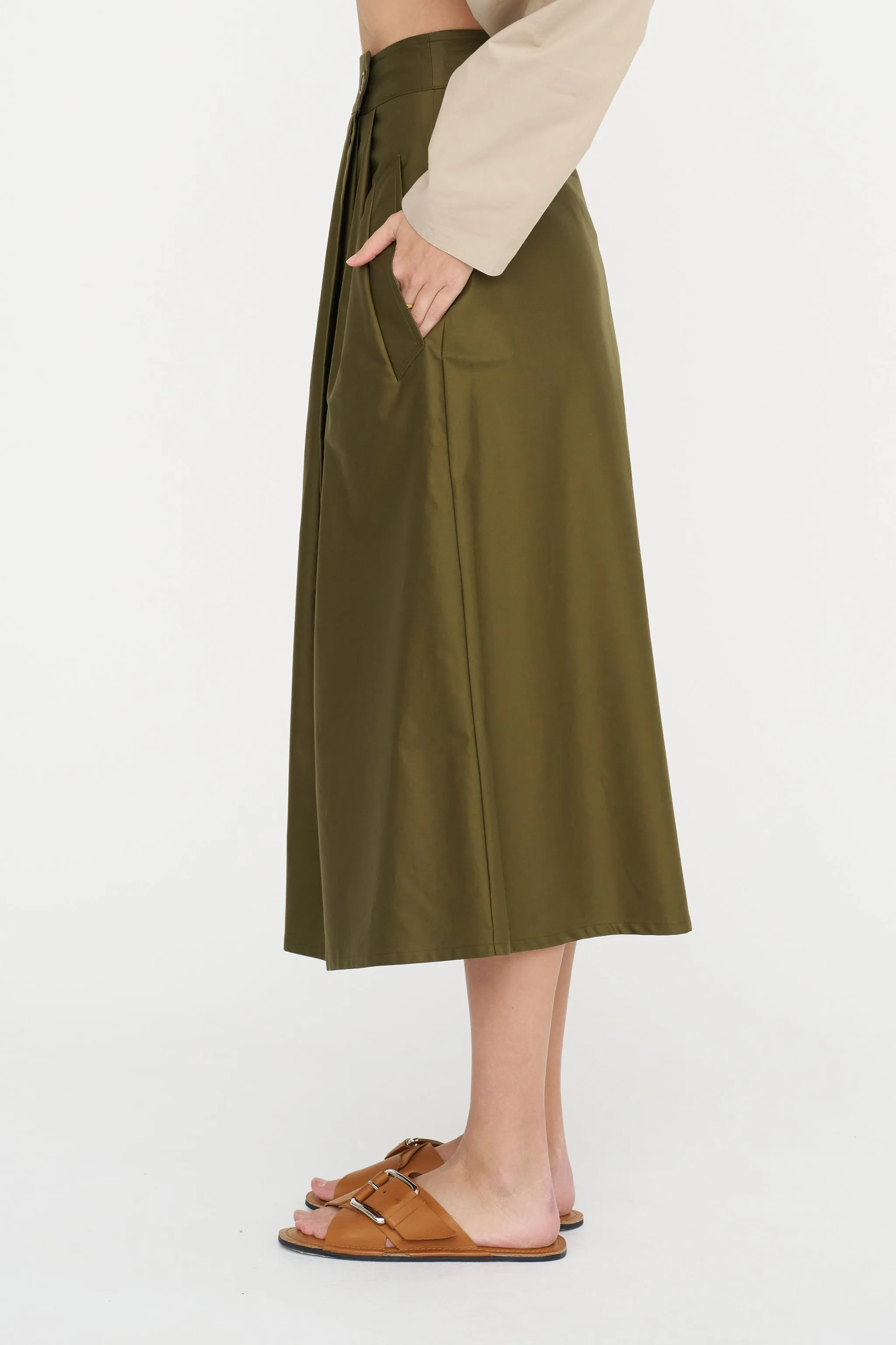 Wrapped Skirt - Rasatello, Military sold by Kick Pleat product image thumbnail 4