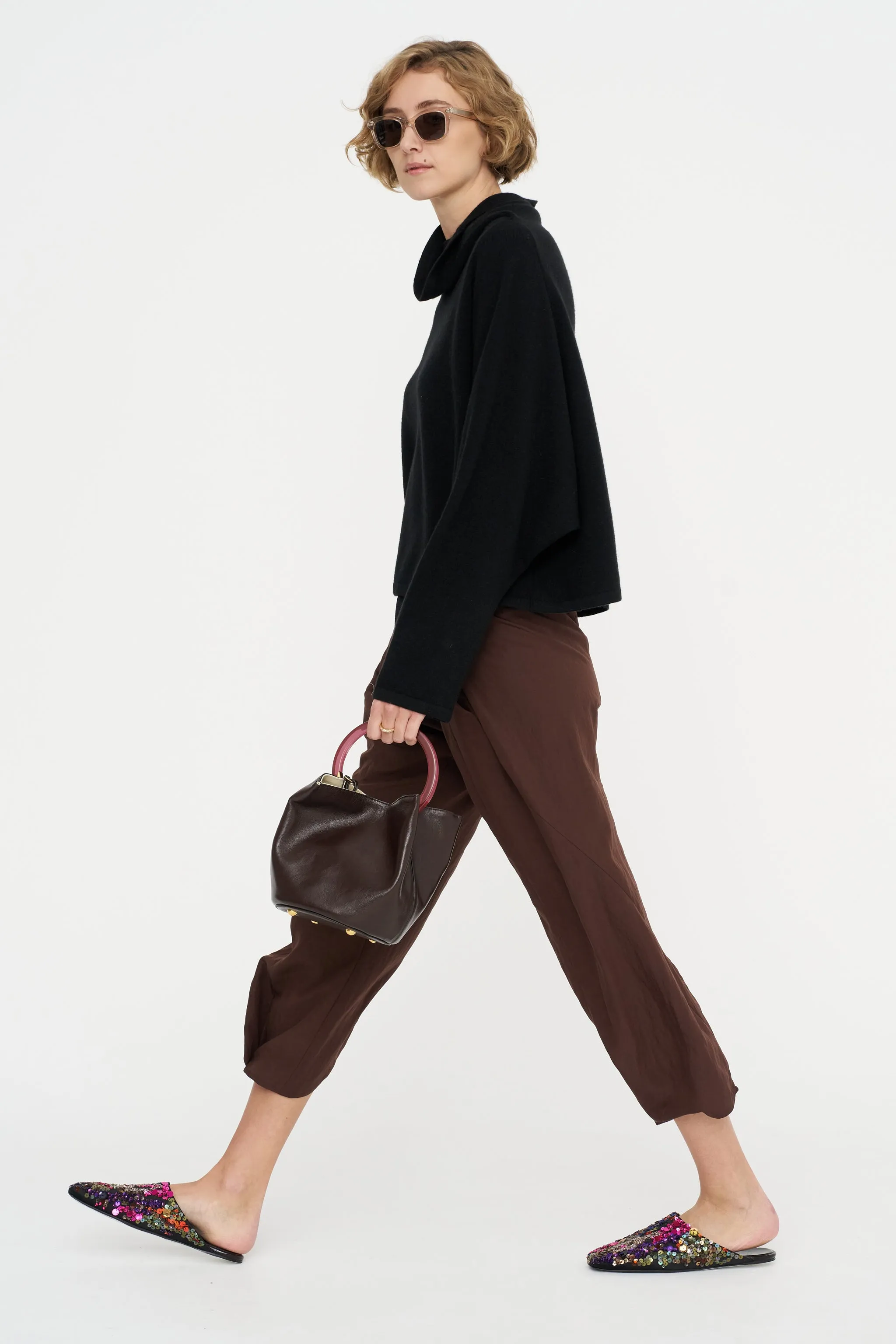 Wrap Akeo Pant, Chocolate sold by Kick Pleat