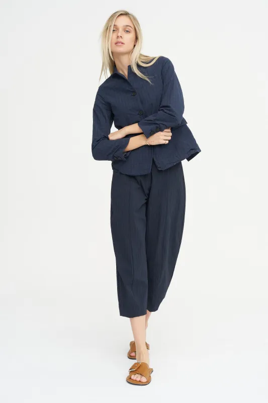 Sandra Pants, Navy Stripe sold by Kick Pleat