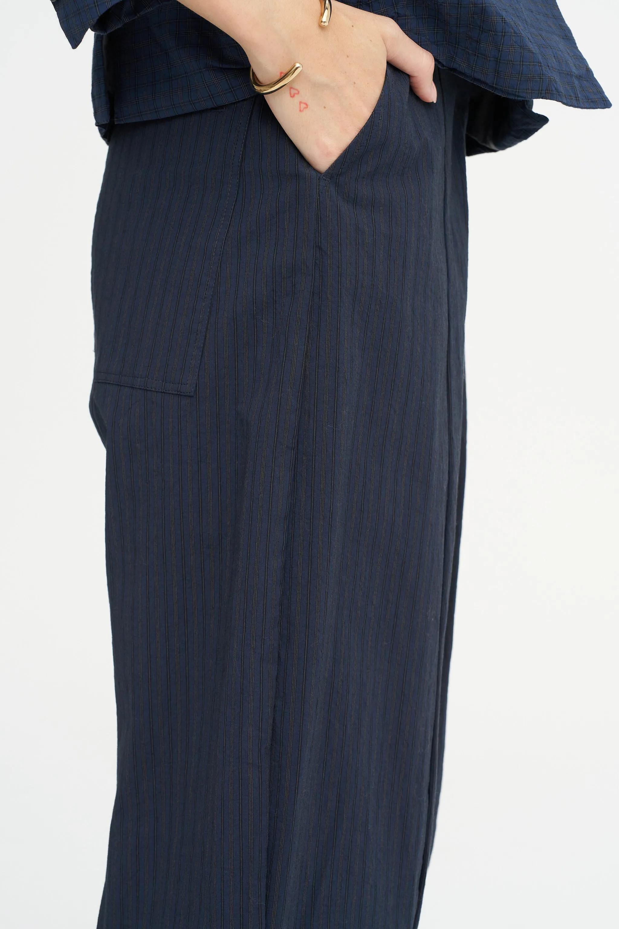 Sandra Pants, Navy Stripe sold by Kick Pleat product image thumbnail 5