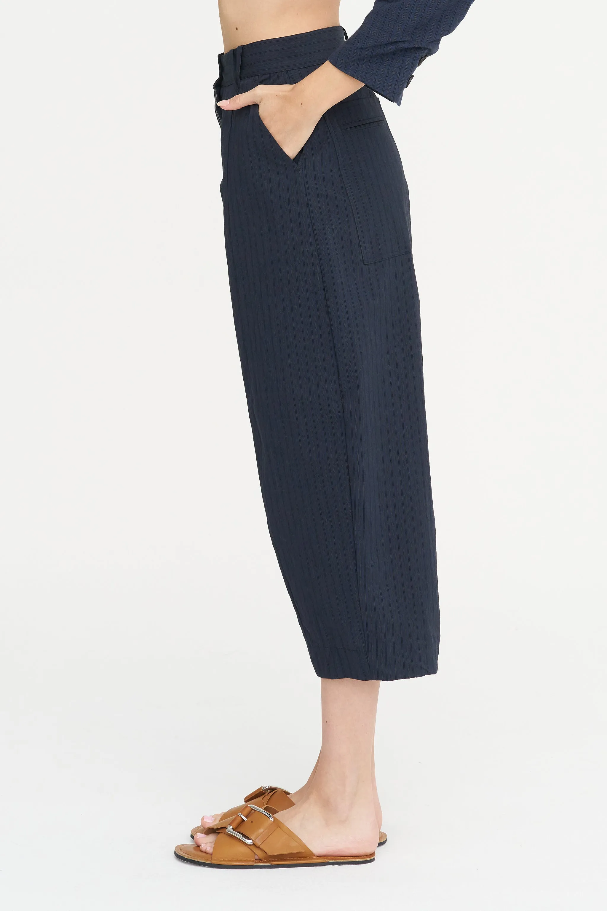 Sandra Pants, Navy Stripe sold by Kick Pleat product image thumbnail 3