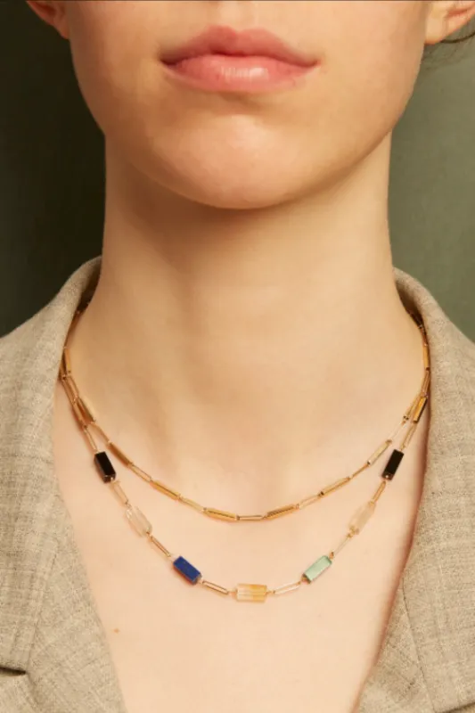 Deco Tubitos Necklace, Yellow Gold made by Aliita