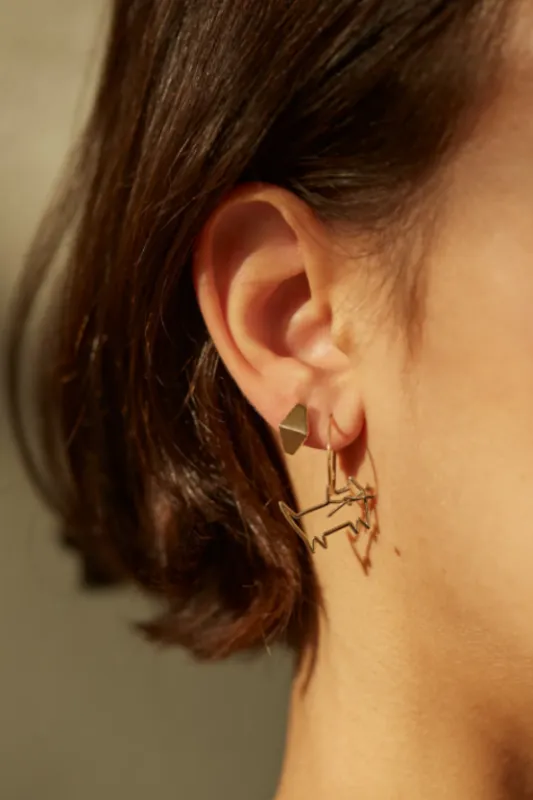 Deco Rombo P Mini Earrings, Yellow Gold made by Aliita