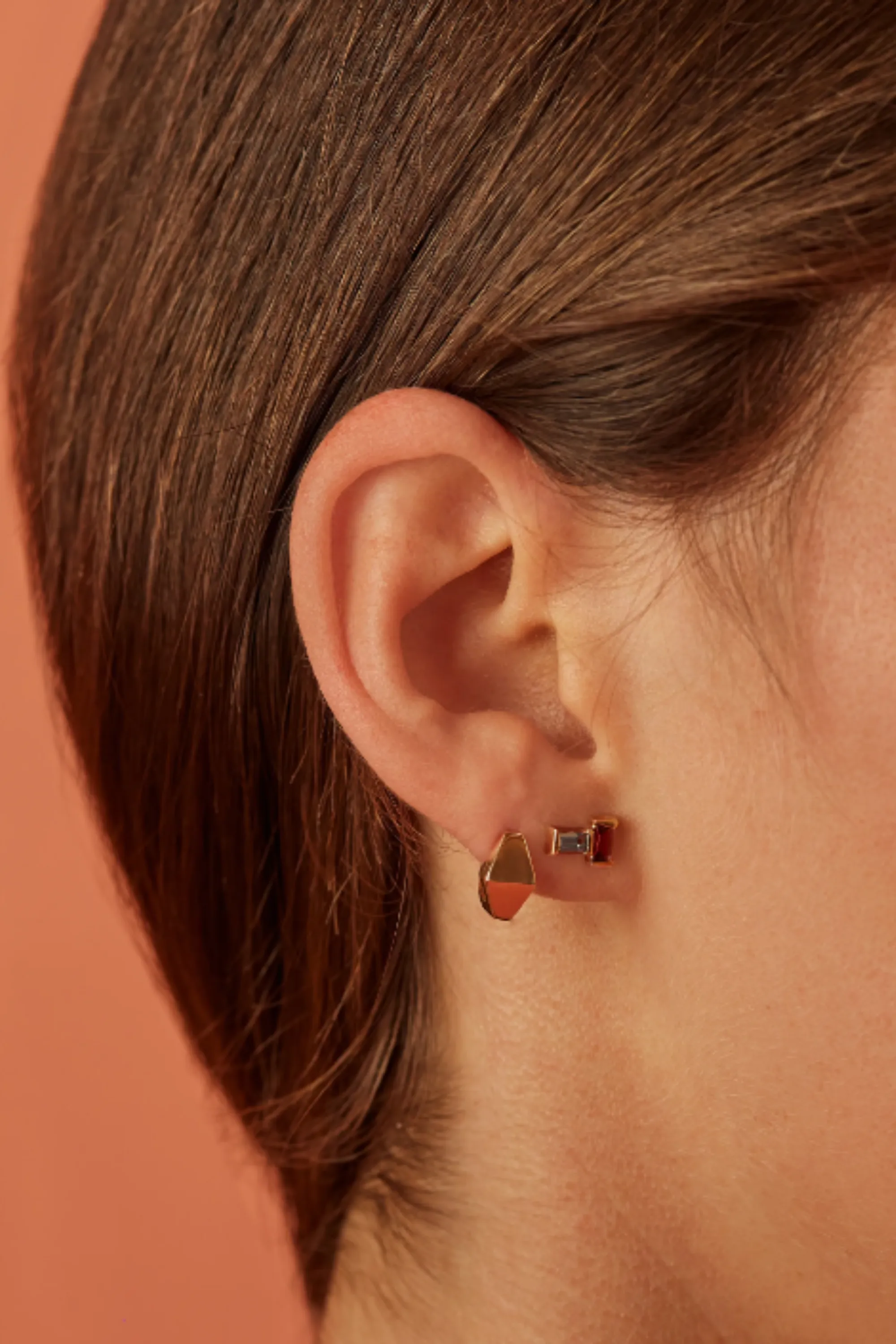 Deco Rombo P Mini Earrings, Yellow Gold sold by Kick Pleat product image thumbnail 3