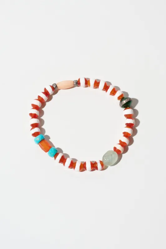 Stripe Bead Bracelet, Brown Agate made by Kick Pleat