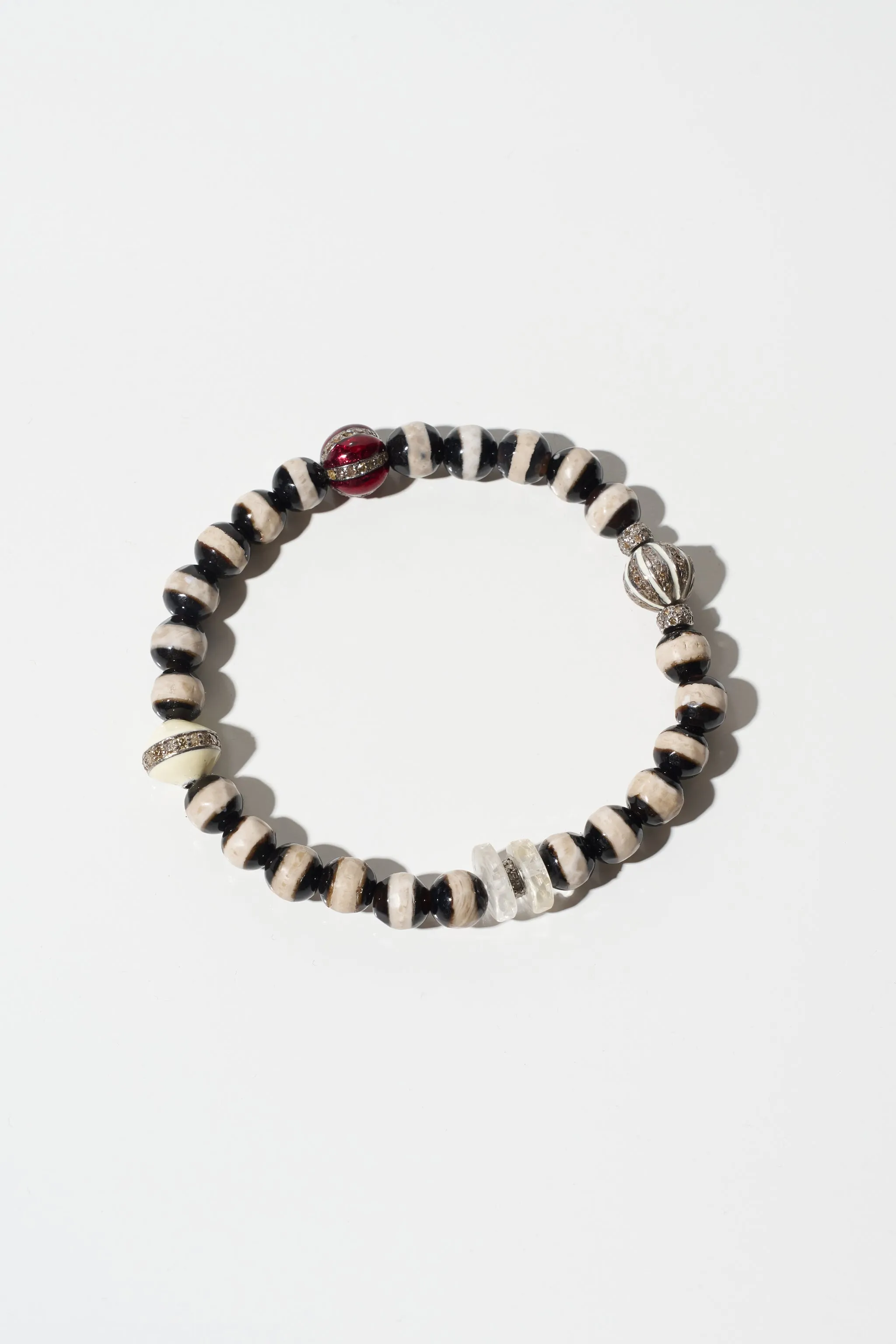 Stripe Beaded Bracelet, Black Agate sold by Kick Pleat