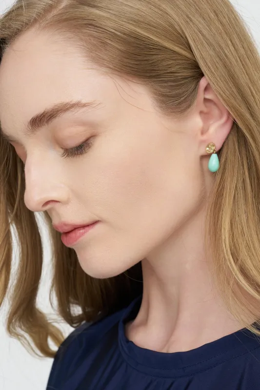 Drop Earring, Quartz & Turquoise made by Kick Pleat