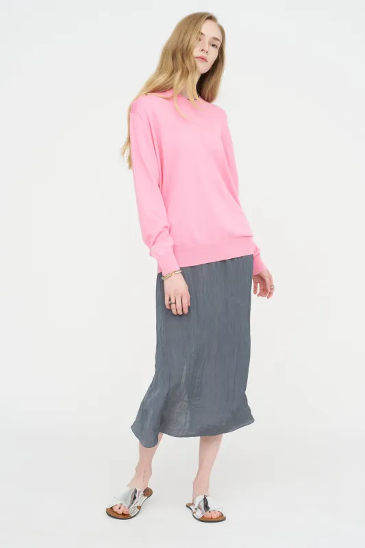 Super Fine Gauge Perfect V-Neck Men's Pullover, Bubble Gum Pink made by Tibi