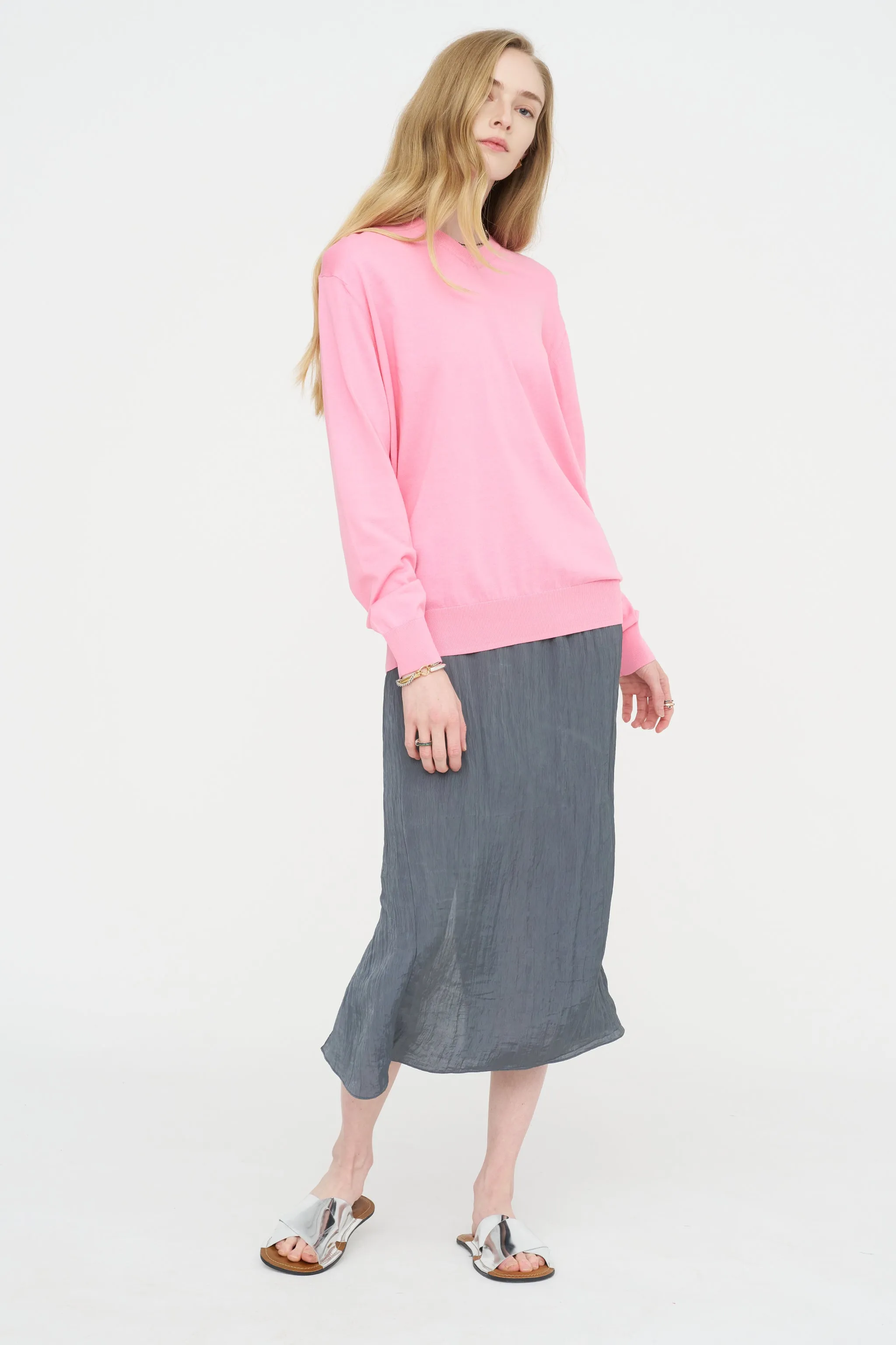 Super Fine Gauge Perfect V-Neck Men's Pullover, Bubble Gum Pink sold by Kick Pleat