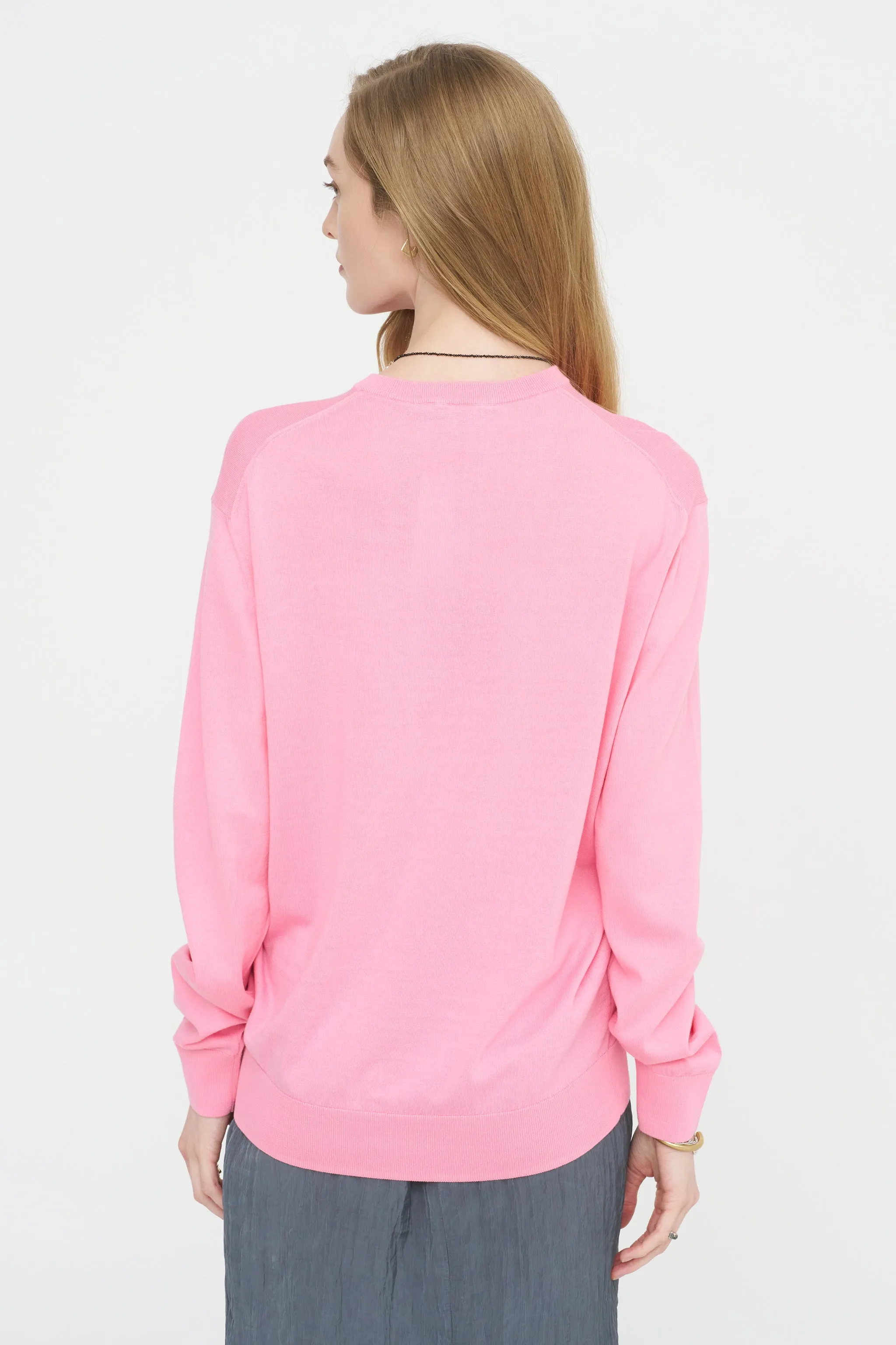 Super Fine Gauge Perfect V-Neck Men's Pullover, Bubble Gum Pink sold by Kick Pleat product image thumbnail 4