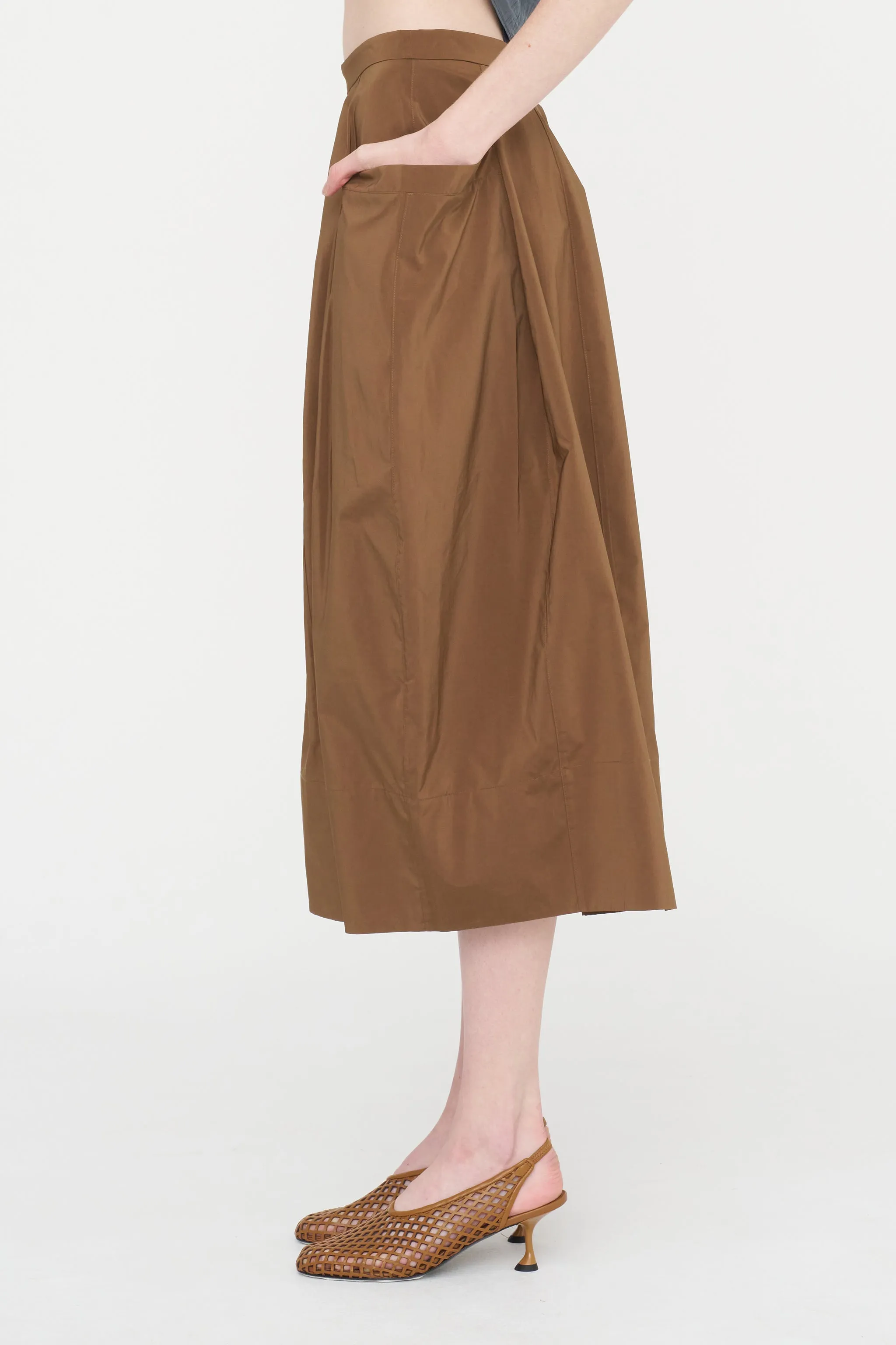 Nylon Lantern Skirt, Caramel Latte sold by Kick Pleat product image thumbnail 4