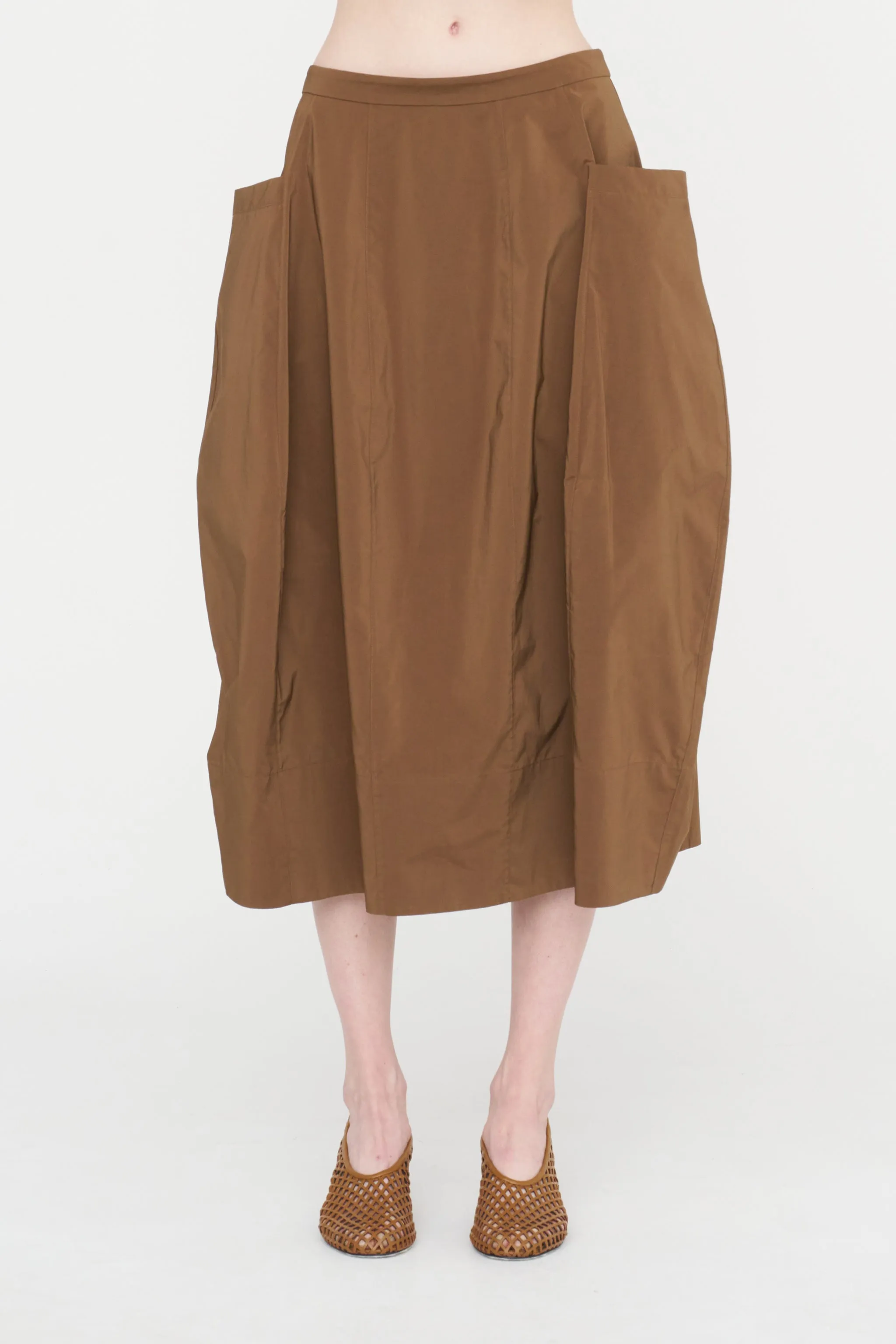 Nylon Lantern Skirt, Caramel Latte sold by Kick Pleat product image thumbnail 3