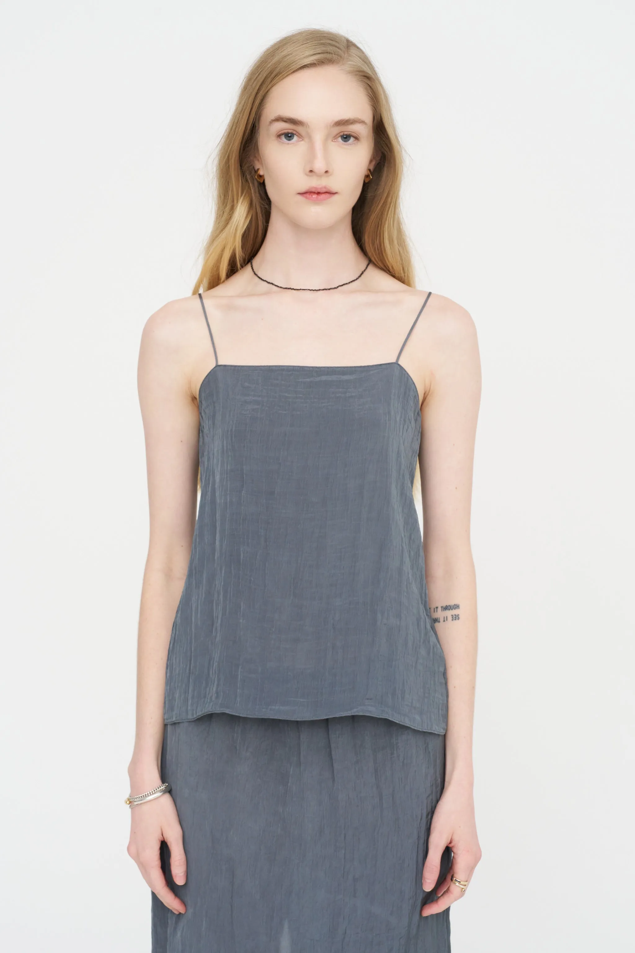 The Crinkle Slip Cami, Dark Grey sold by Kick Pleat product image thumbnail 2