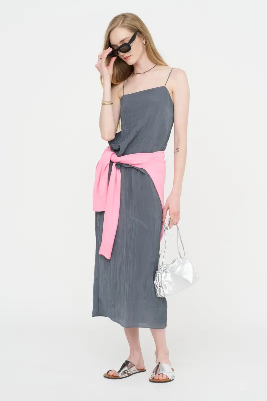 The Crinkle Slip Cami, Dark Grey made by Tibi