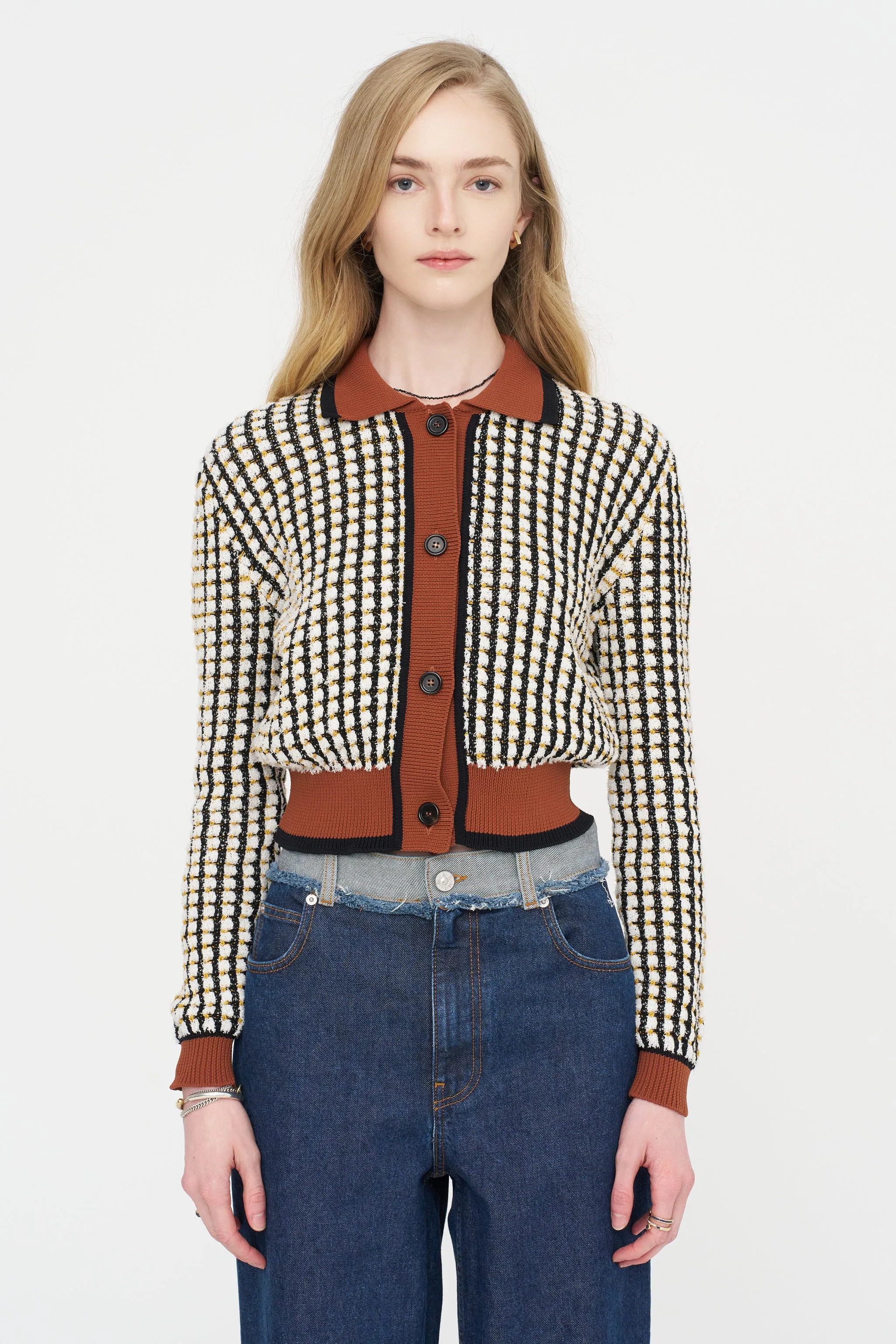 Tweed-Effect Cardigan, Lily White sold by Kick Pleat product image thumbnail 3