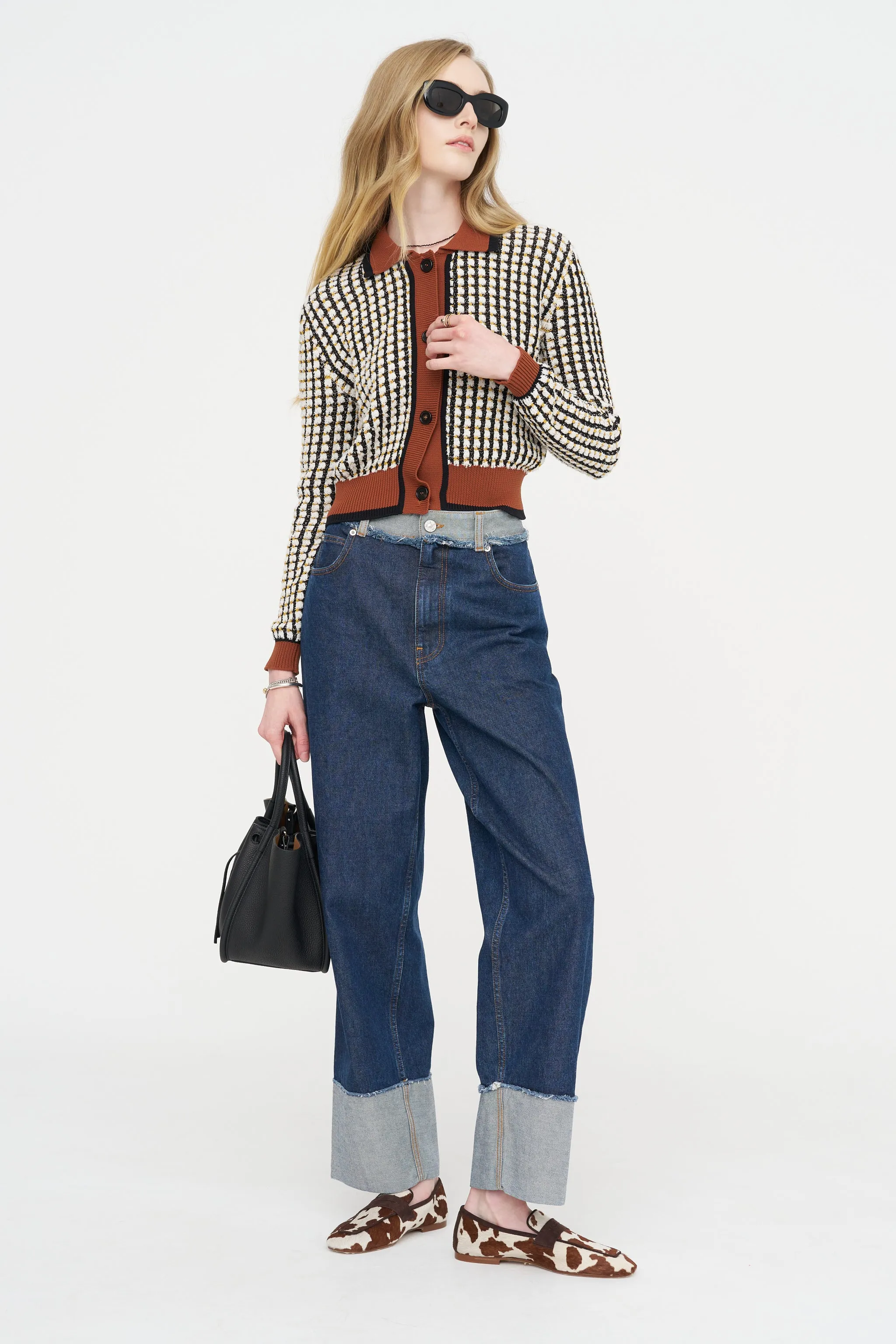 Tweed-Effect Cardigan, Lily White sold by Kick Pleat