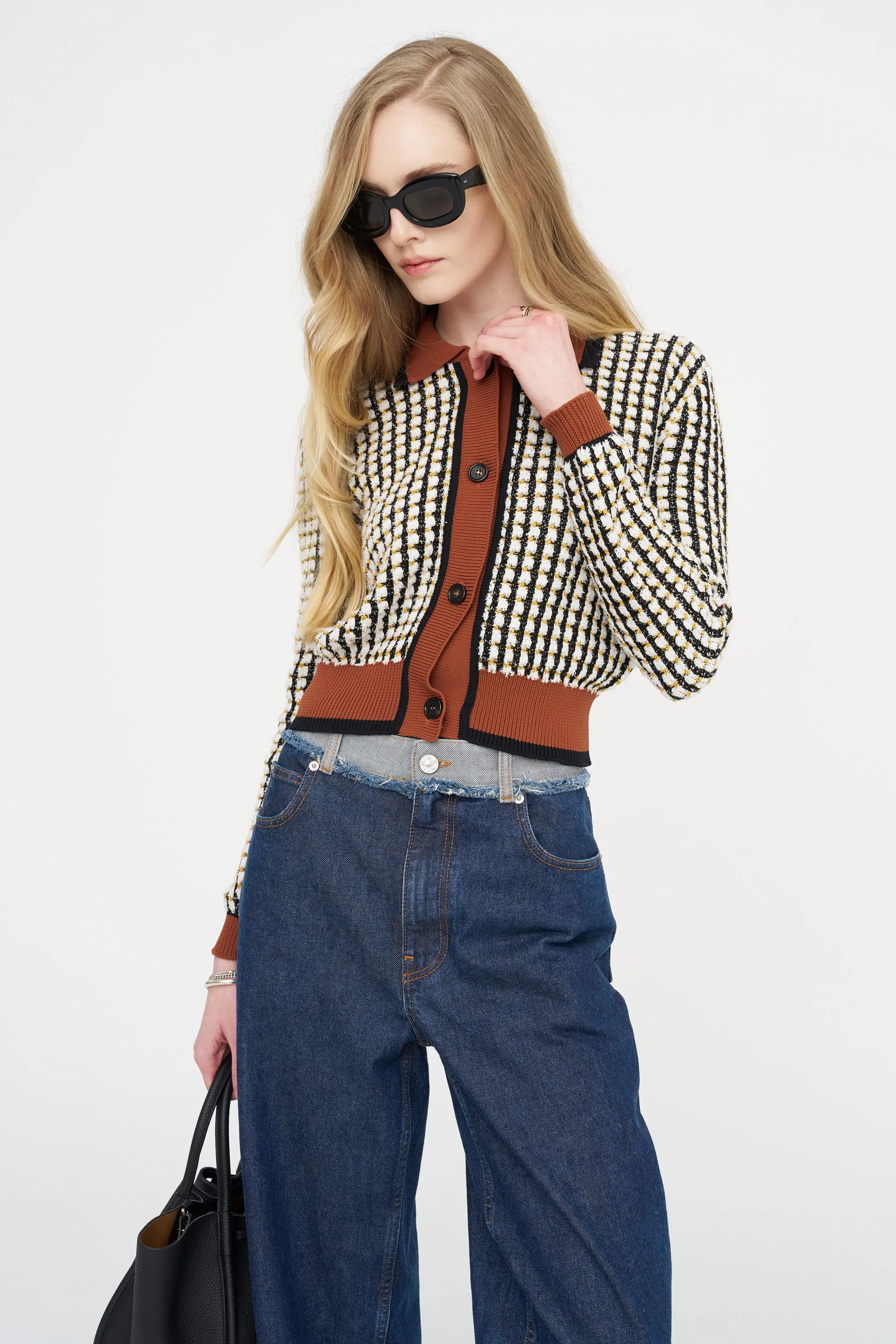 Tweed-Effect Cardigan, Lily White sold by Kick Pleat product image thumbnail 2