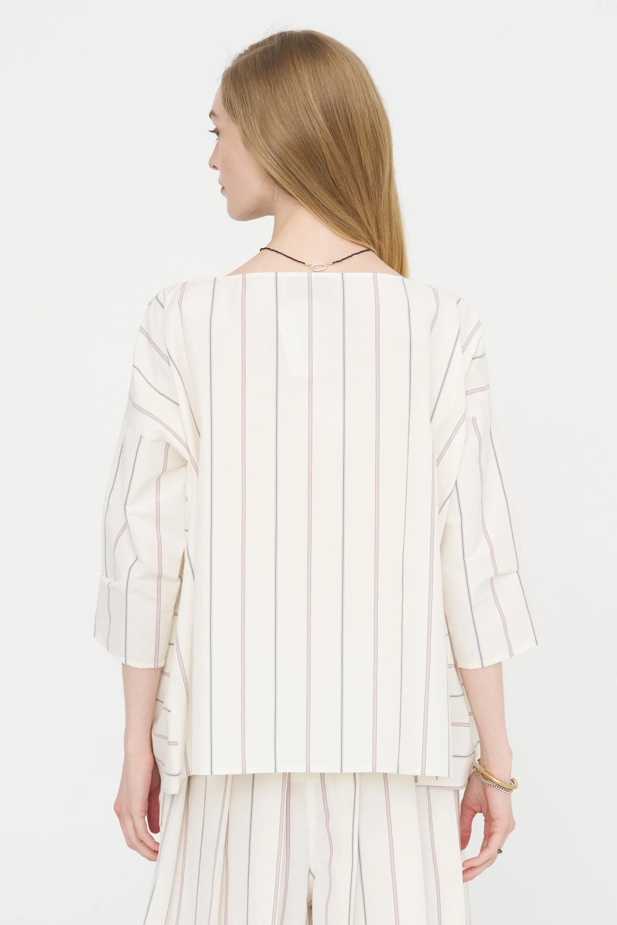 Casual Blouse, Ivory & Navy sold by Kick Pleat product image thumbnail 4