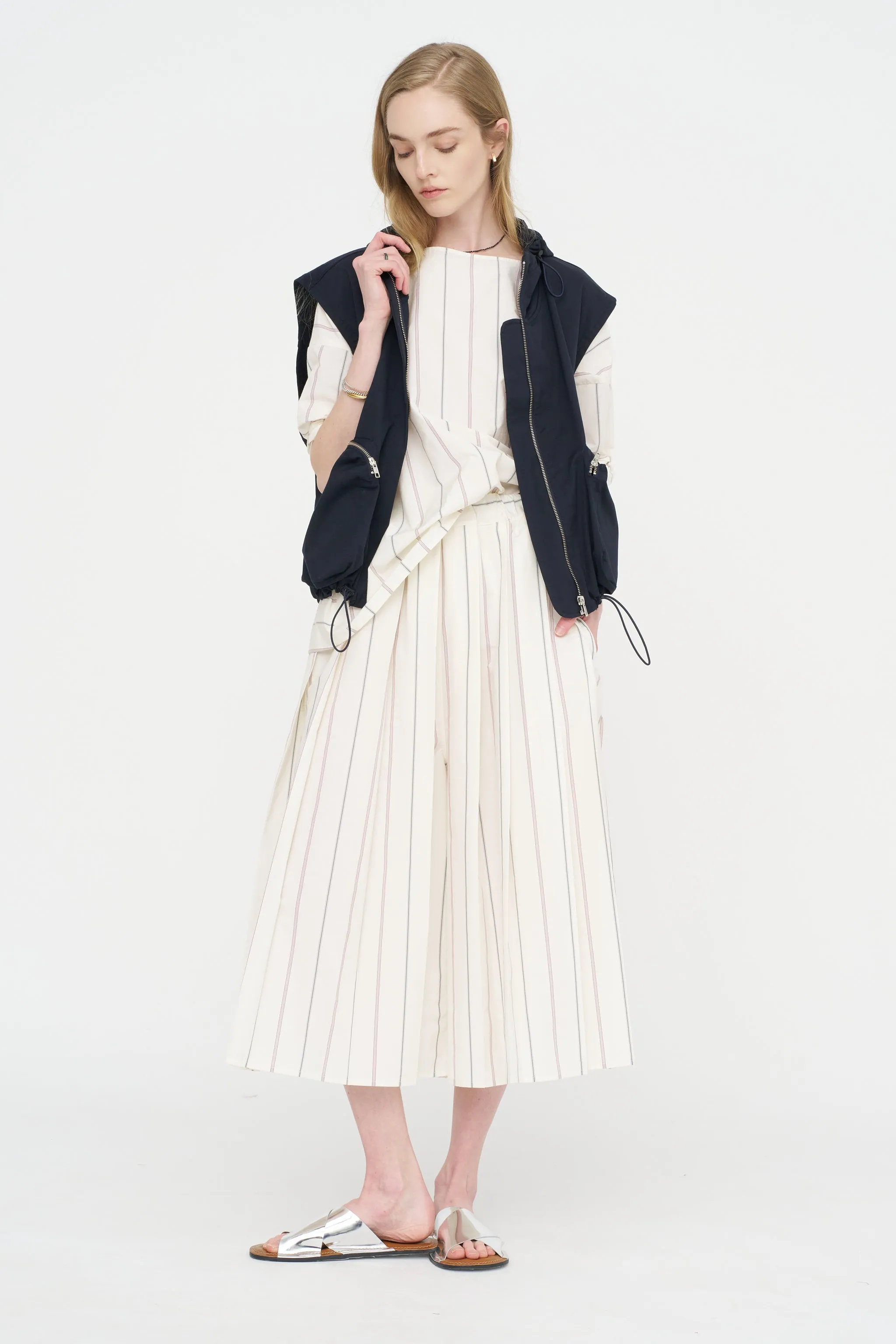 Casual Blouse, Ivory & Navy sold by Kick Pleat