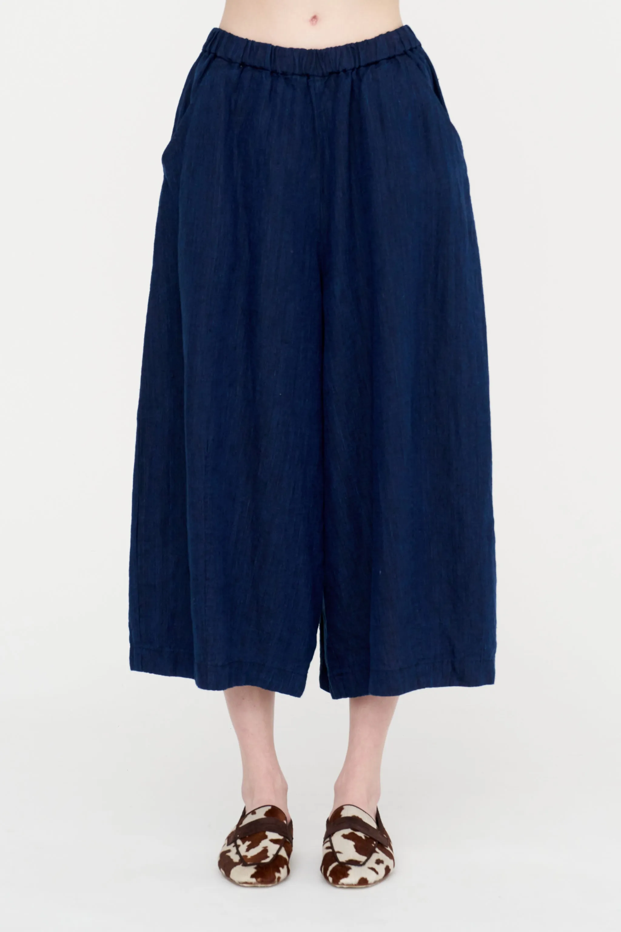 Linen Indigo Chambray Pants, Navy sold by Kick Pleat product image thumbnail 3