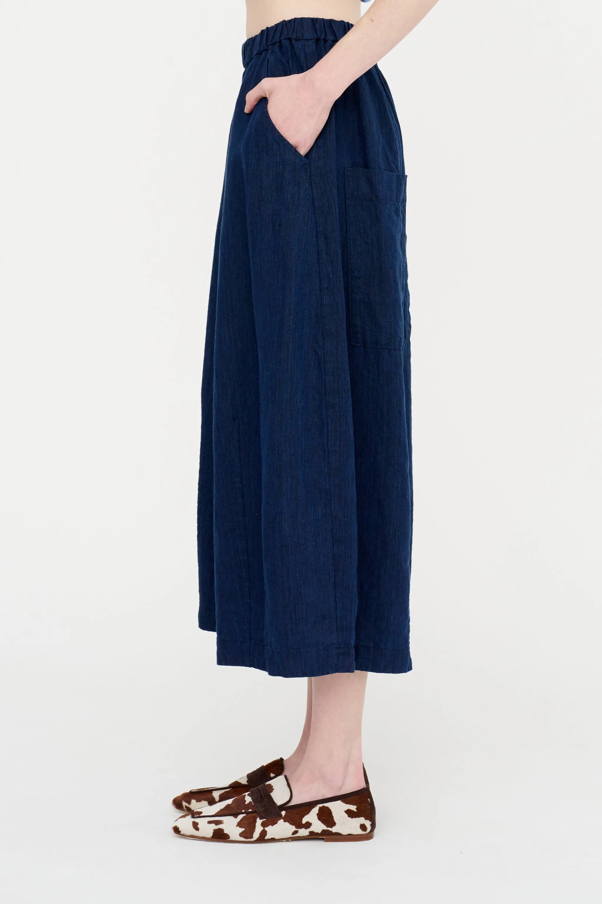 Linen Indigo Chambray Pants, Navy sold by Kick Pleat product image thumbnail 4