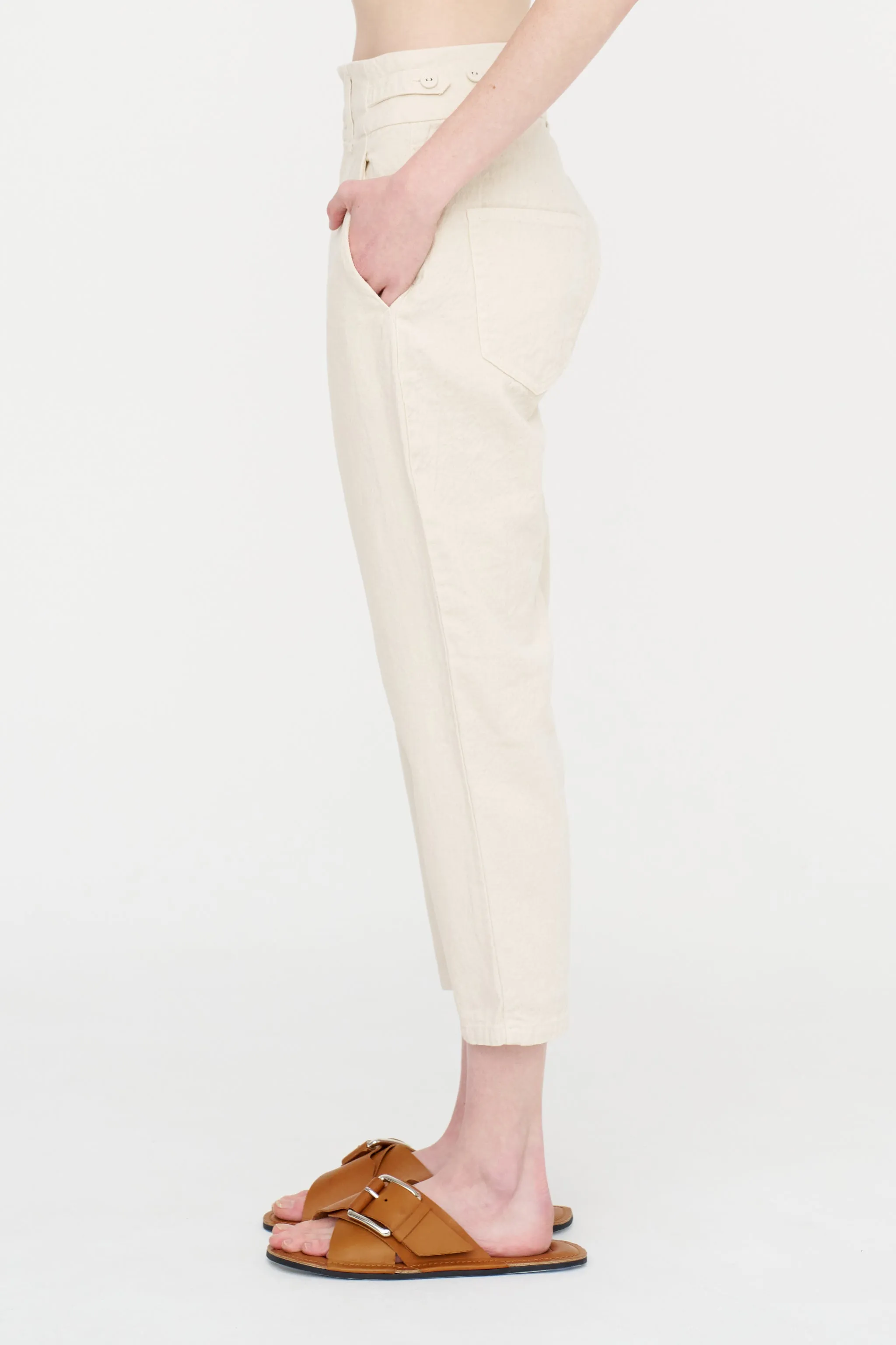 Linen Cotton Soft Twill Pants, Ivory sold by Kick Pleat product image thumbnail 3