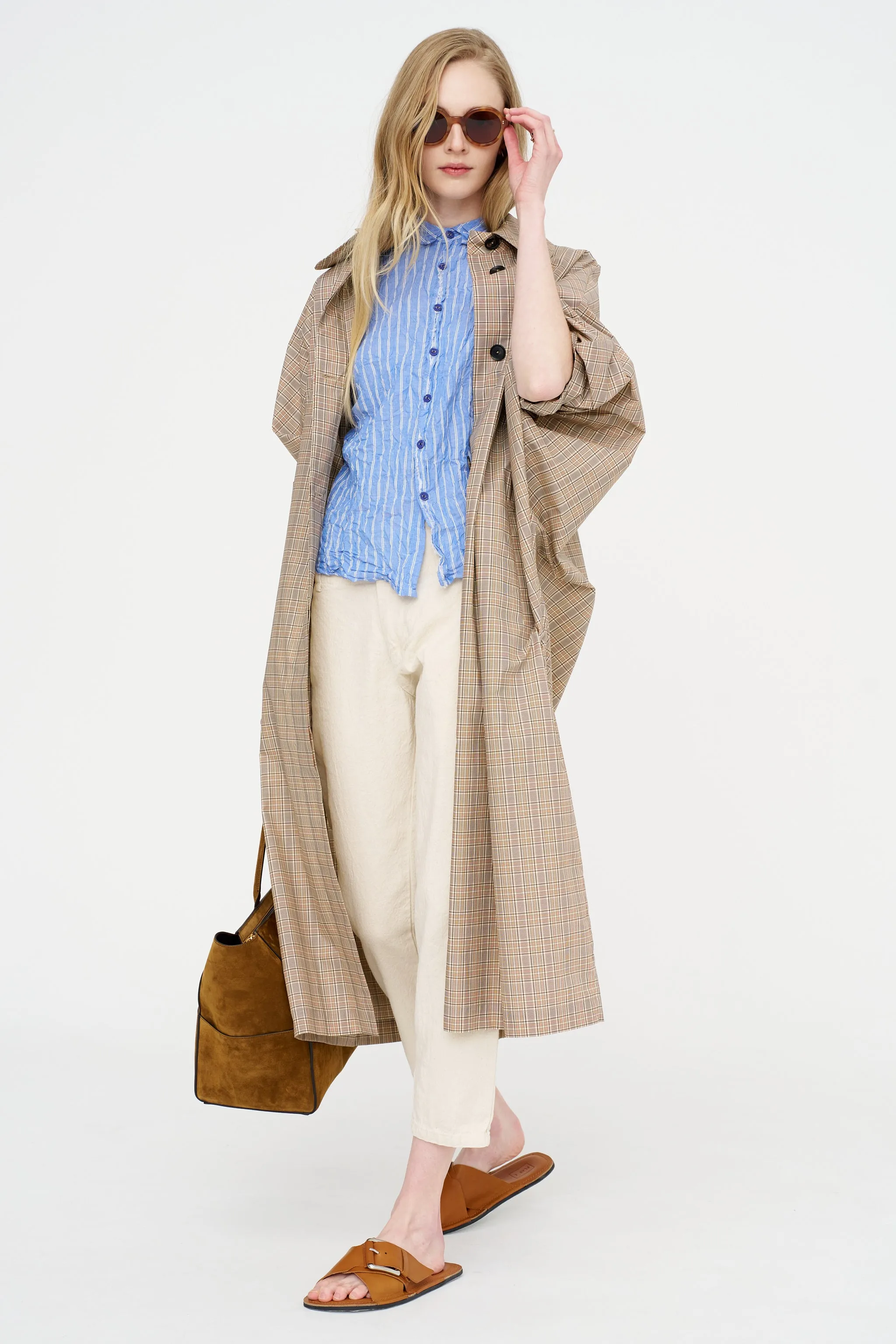 Linen Cotton Soft Twill Pants, Ivory sold by Kick Pleat